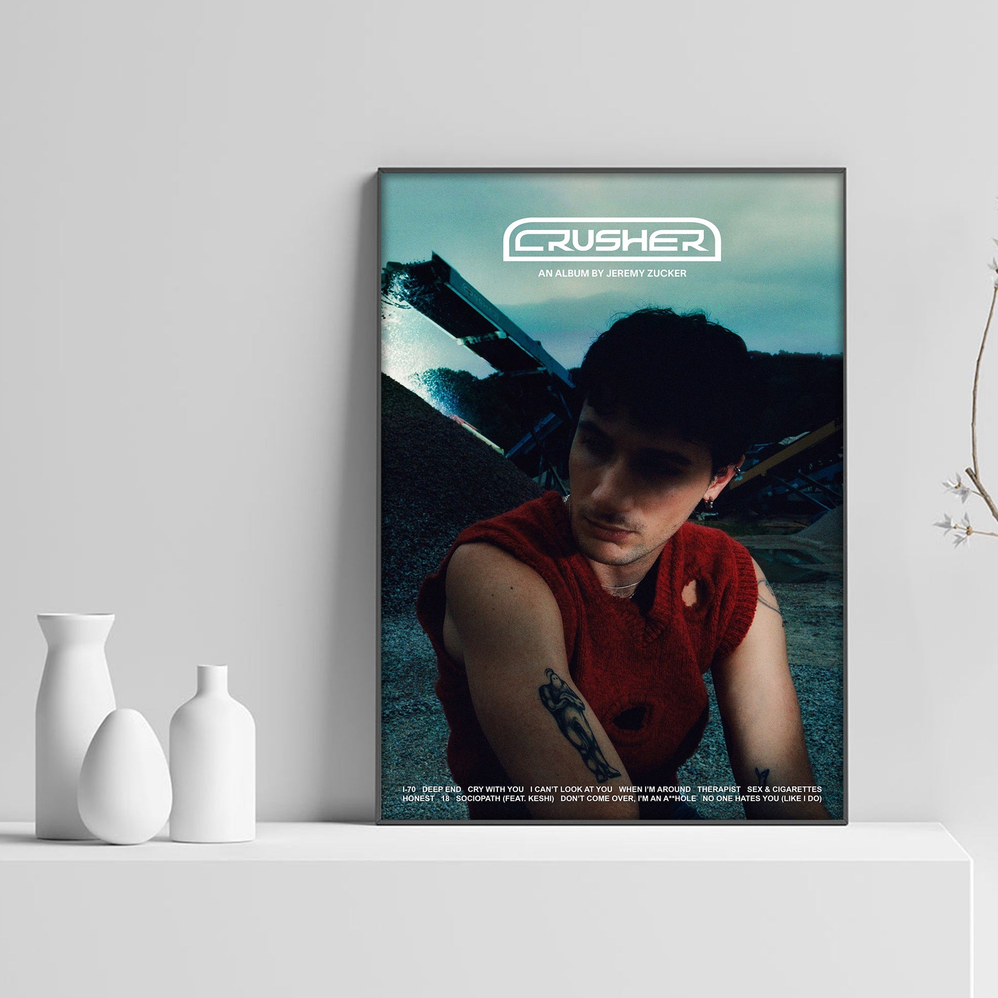 Jeremy Zucker CRUSHER Album Tracklist Poster - rsdesignstudio