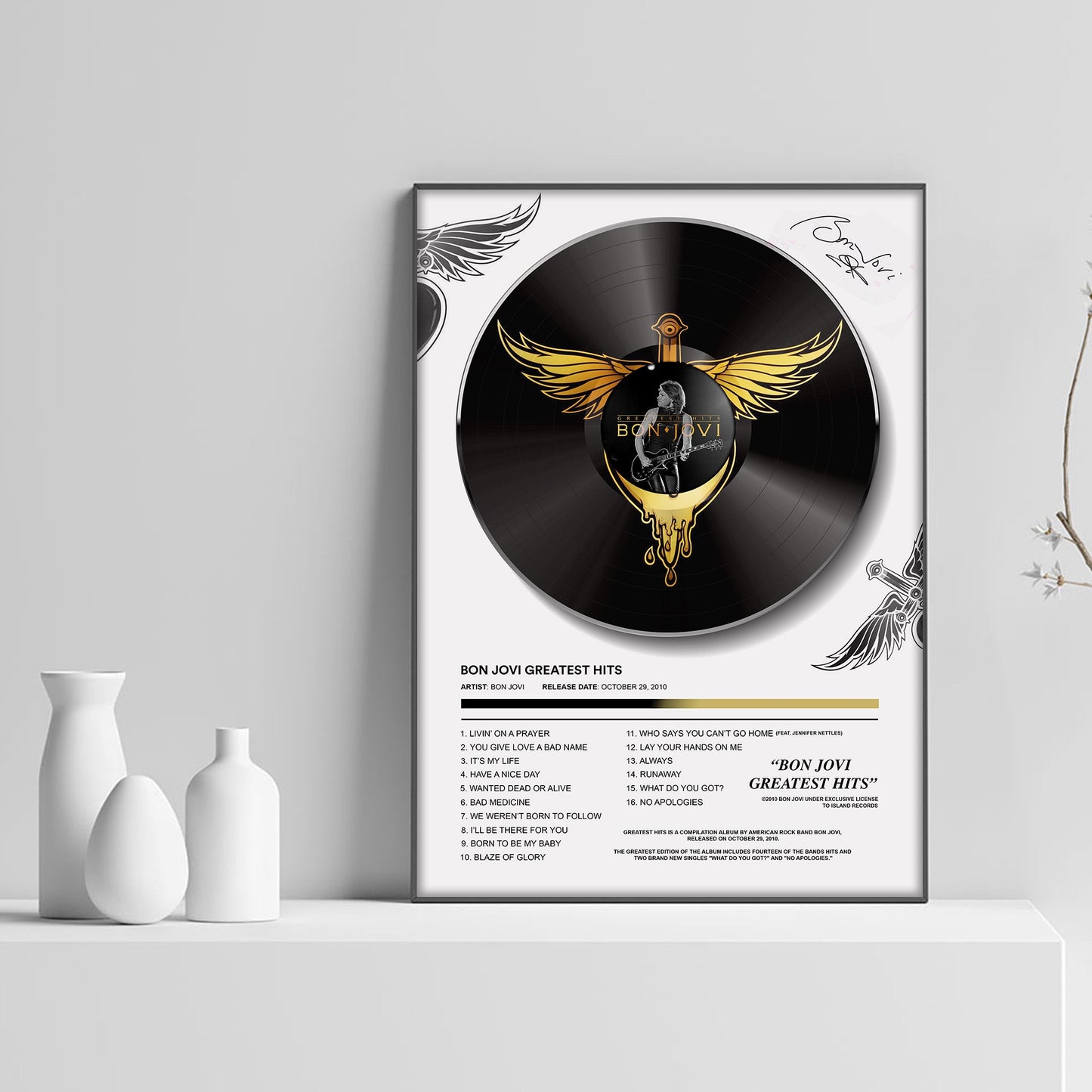 Bon Jovi Greatest Hits Vinyl Poster - rsdesignstudio