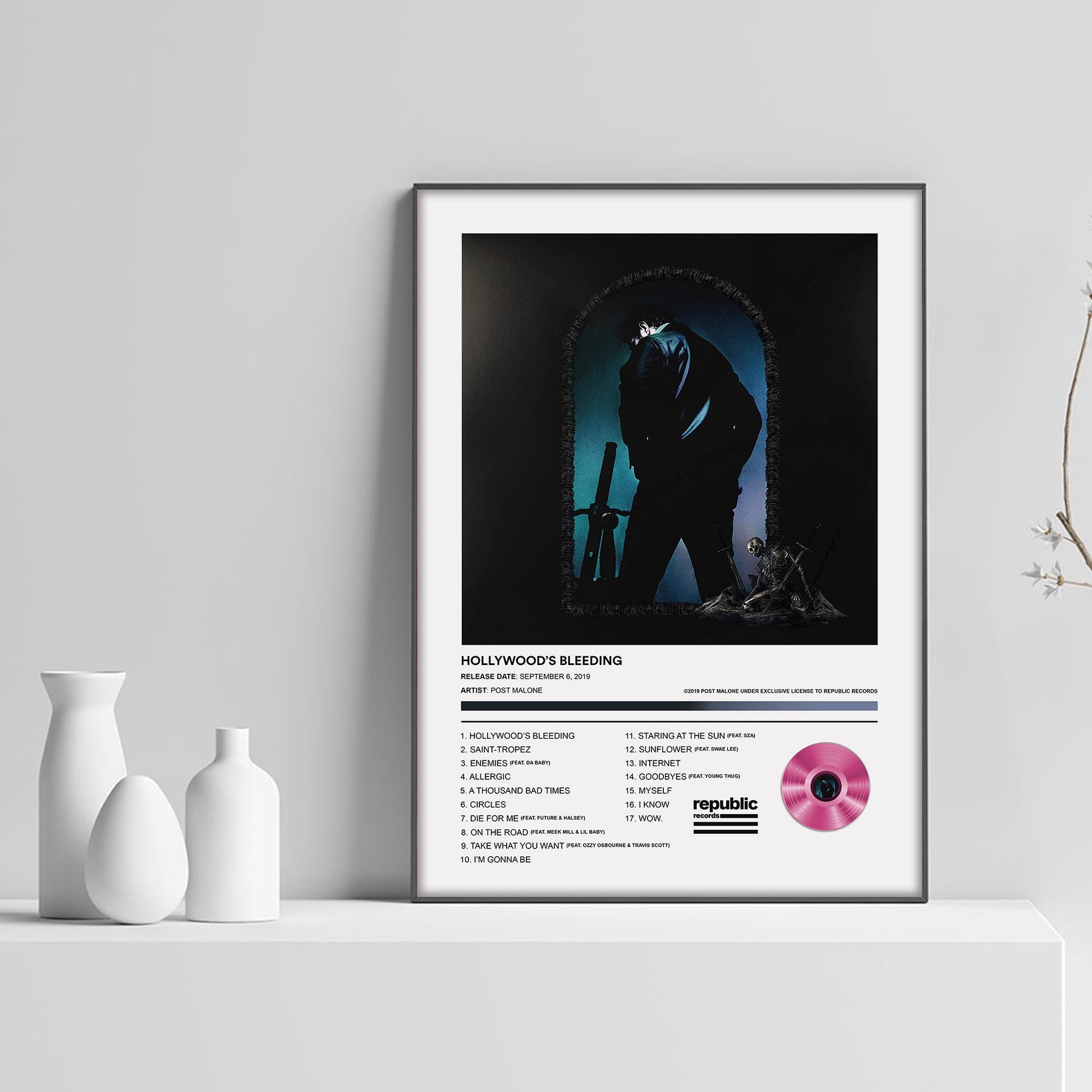 Post Malone Hollywood's Bleeding Album Poster - rsdesignstudio