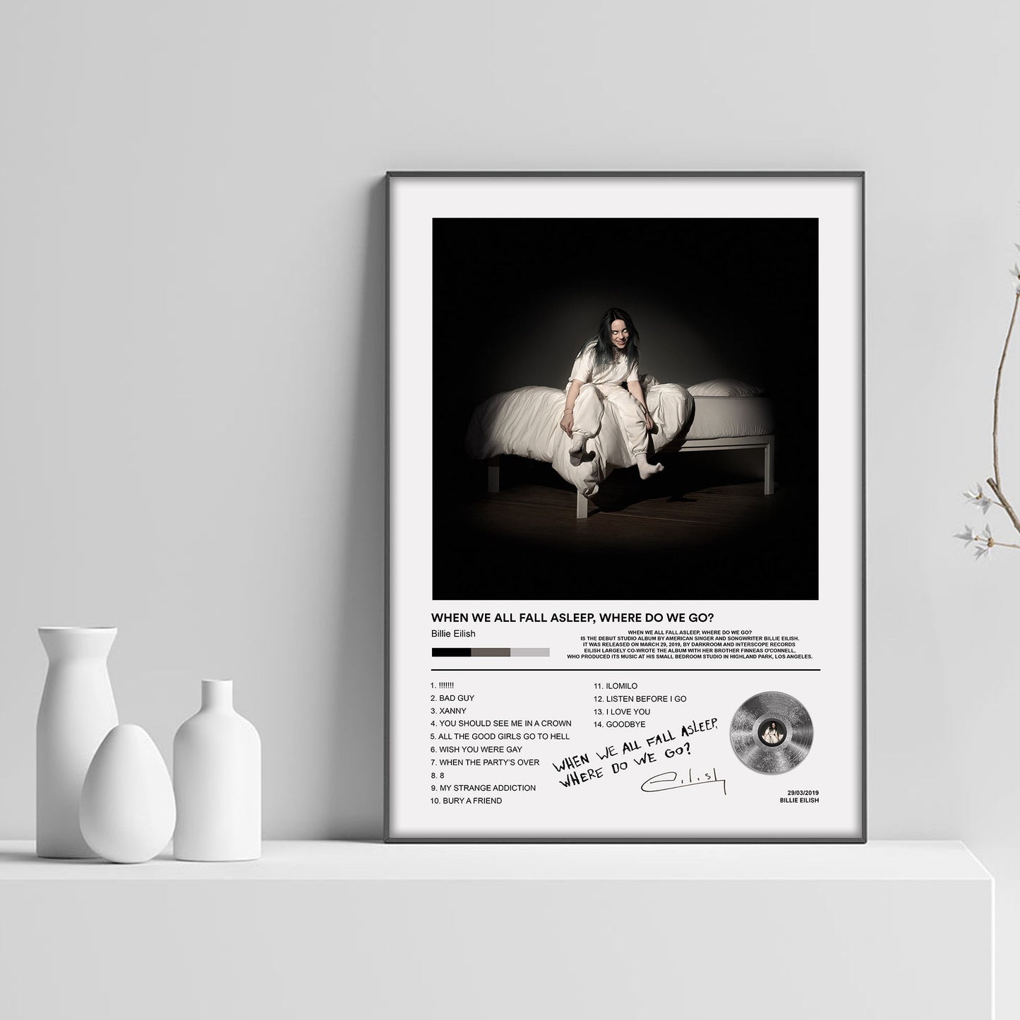 Billie Eilish When We All Fall Asleep, Where Do We Go? Album Poster - rsdesignstudio