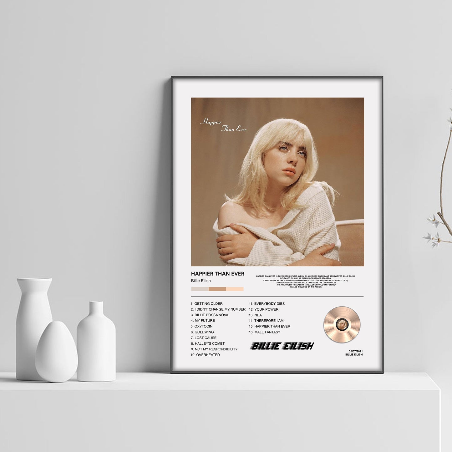 Billie Eilish Happier Than Ever Album Poster - rsdesignstudio