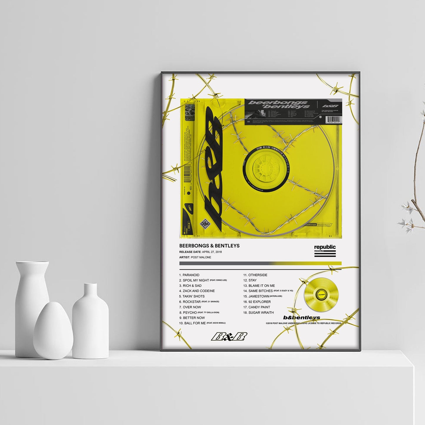 Post Malone Beerbongs & Bentleys Album Poster - rsdesignstudio