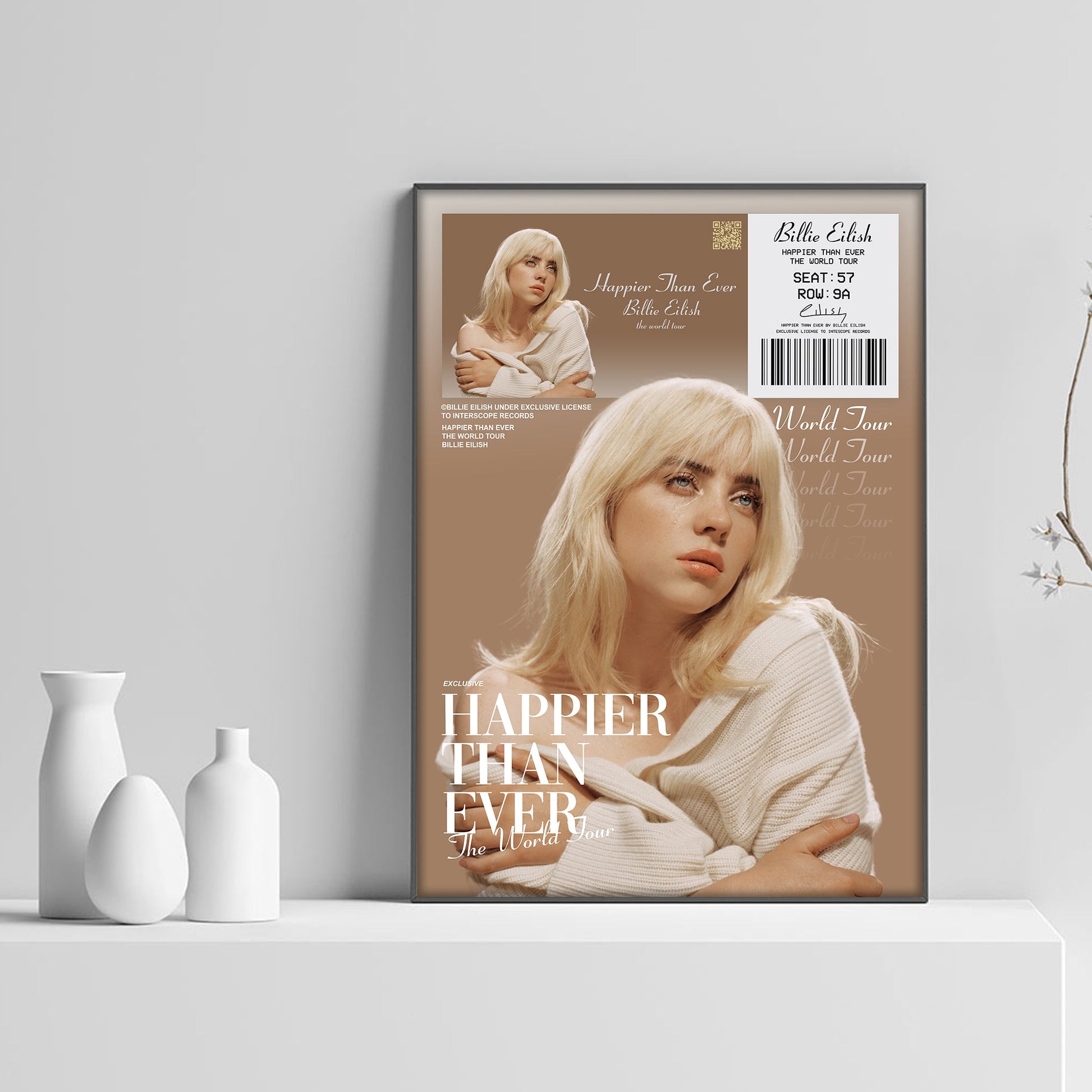Billie Eilish Happier Than Ever Tour Ticket Poster - rsdesignstudio