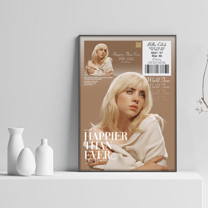 Billie Eilish Happier Than Ever Tour Ticket Poster - rsdesignstudio