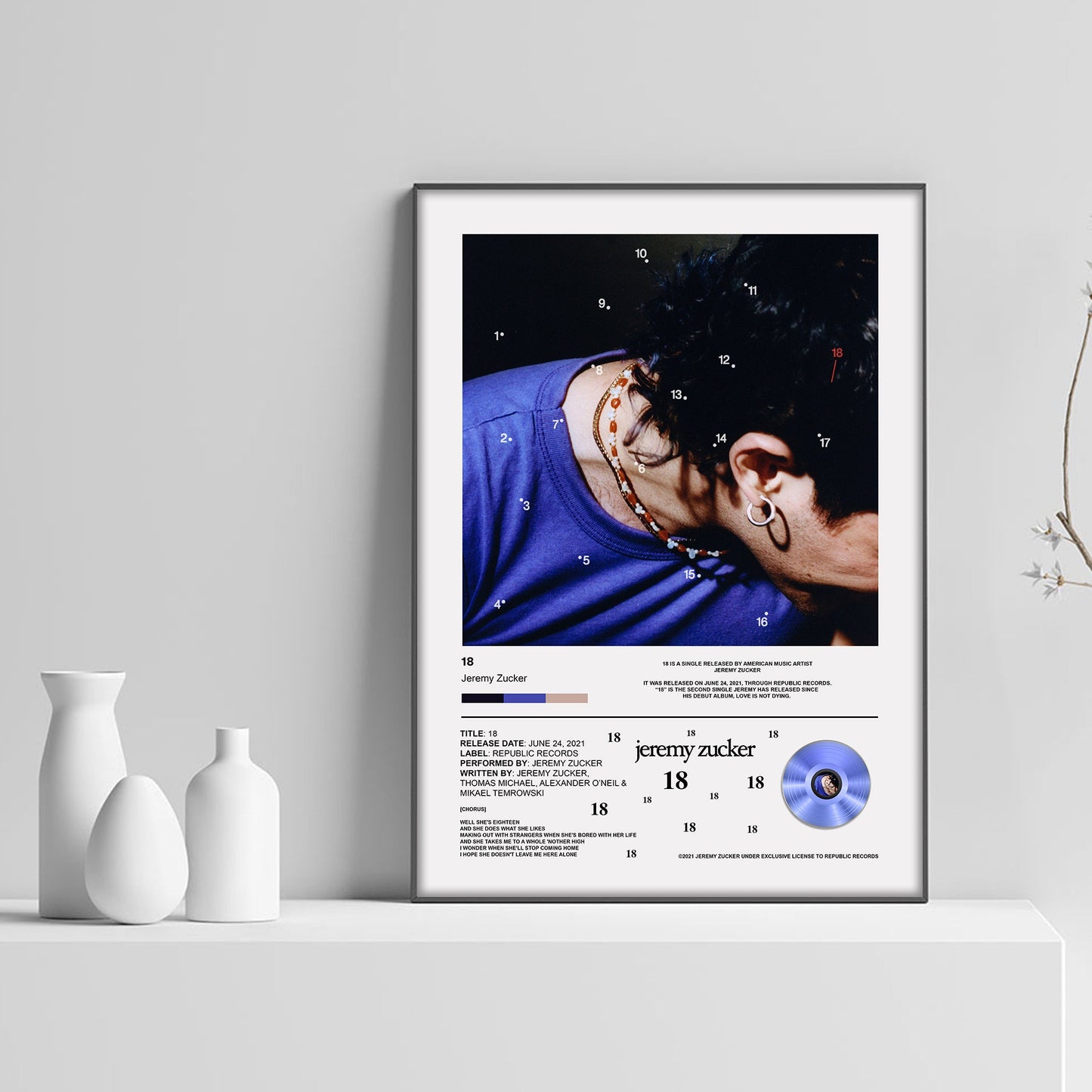 Jeremy Zucker 18 Song Poster - rsdesignstudio