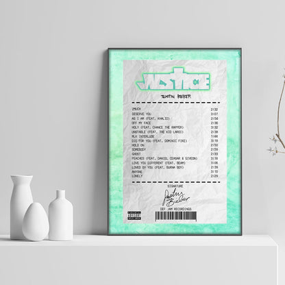 Justin Bieber Justice Receipt Poster - rsdesignstudio