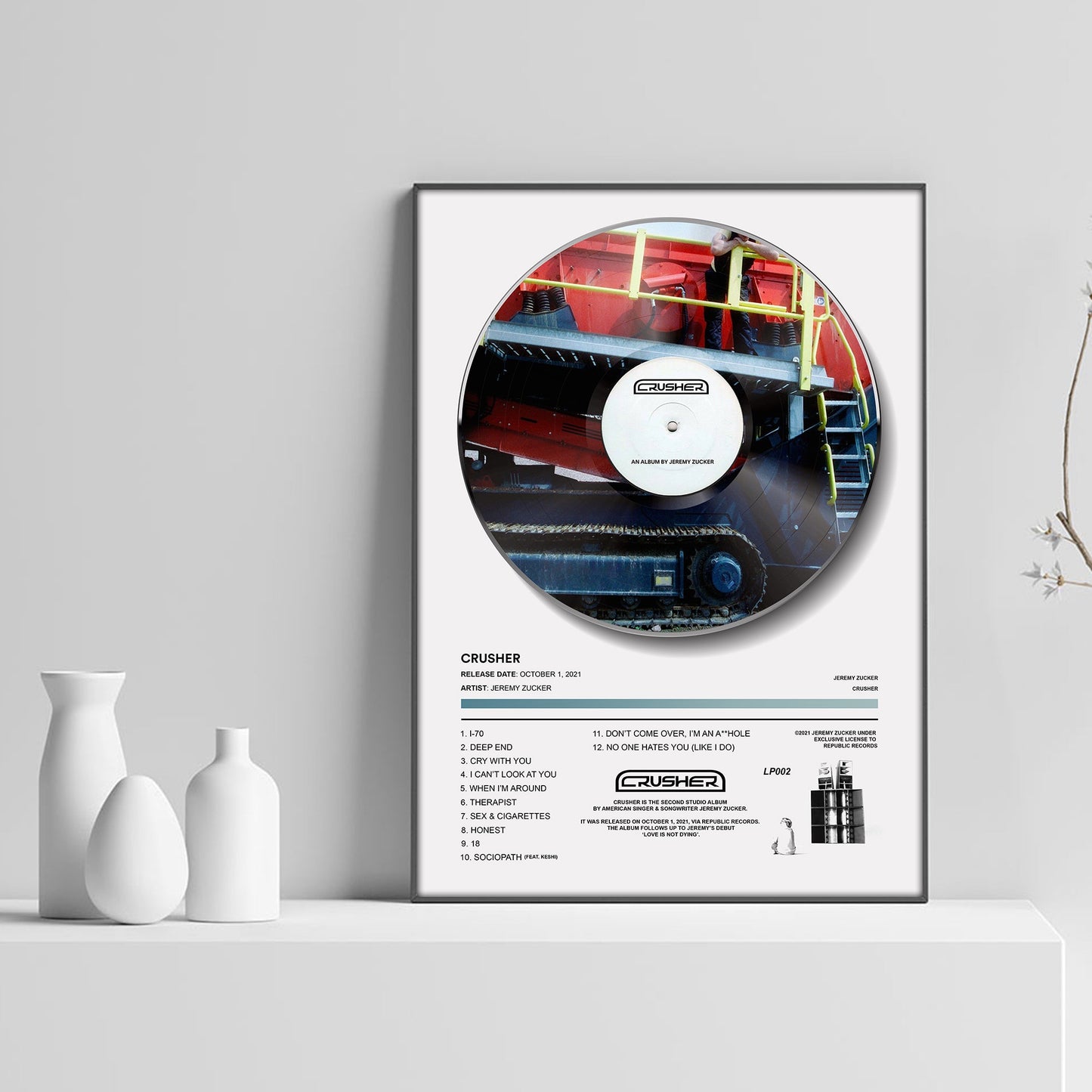 Jeremy Zucker CRUSHER Vinyl Poster - rsdesignstudio