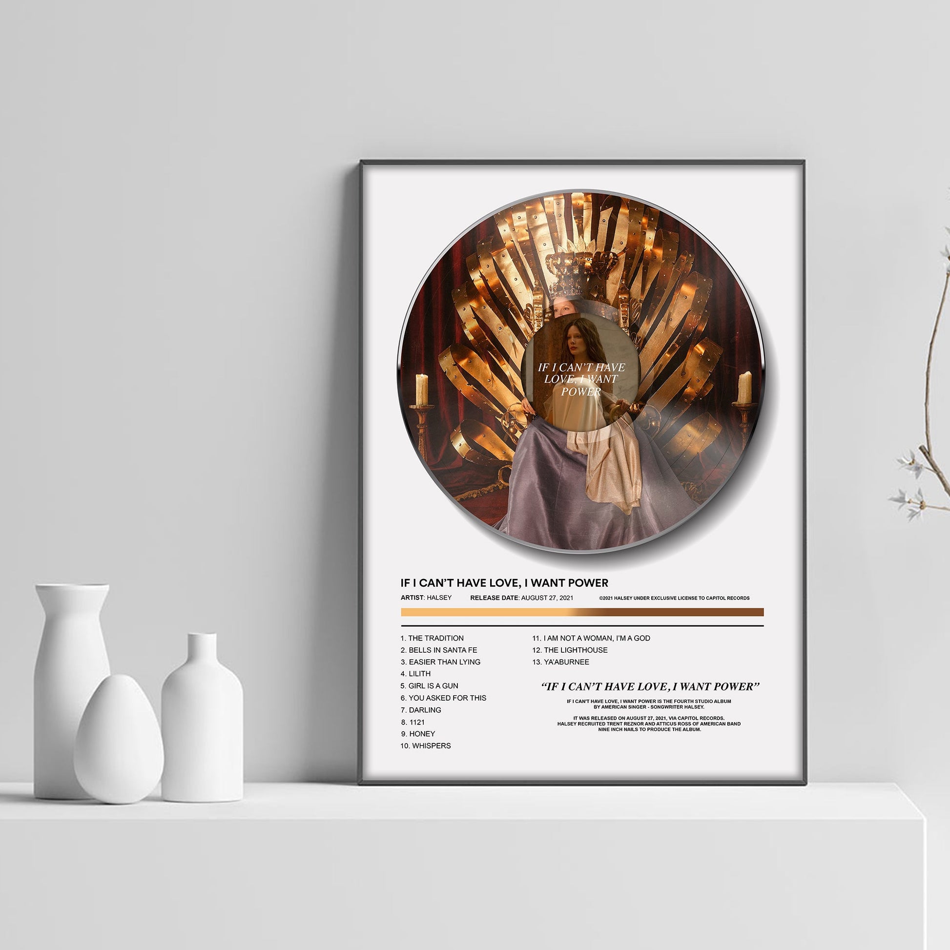 Halsey If I Can't Have Love, I Want Power Vinyl Poster - rsdesignstudio
