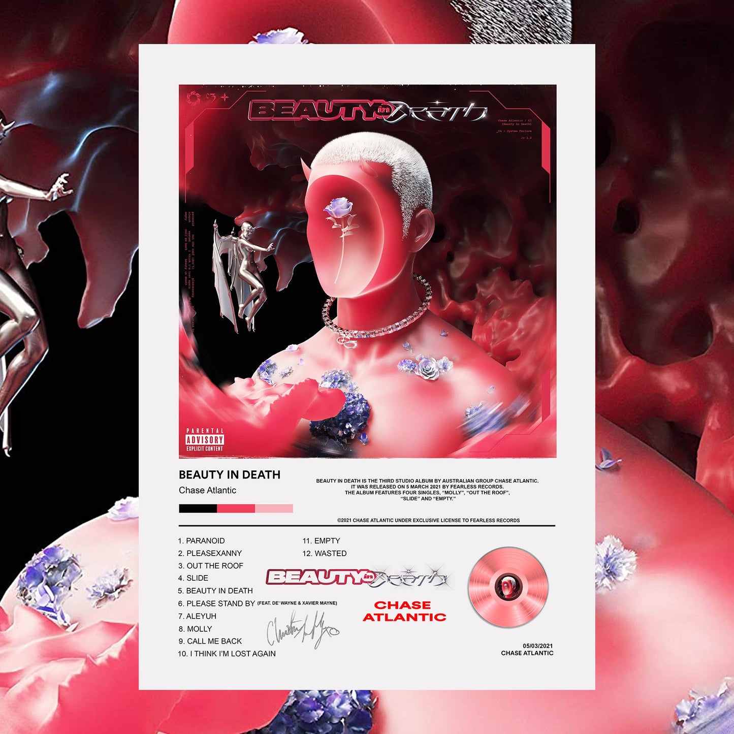 Chase Atlantic Beauty In Death Album Poster - rsdesignstudio