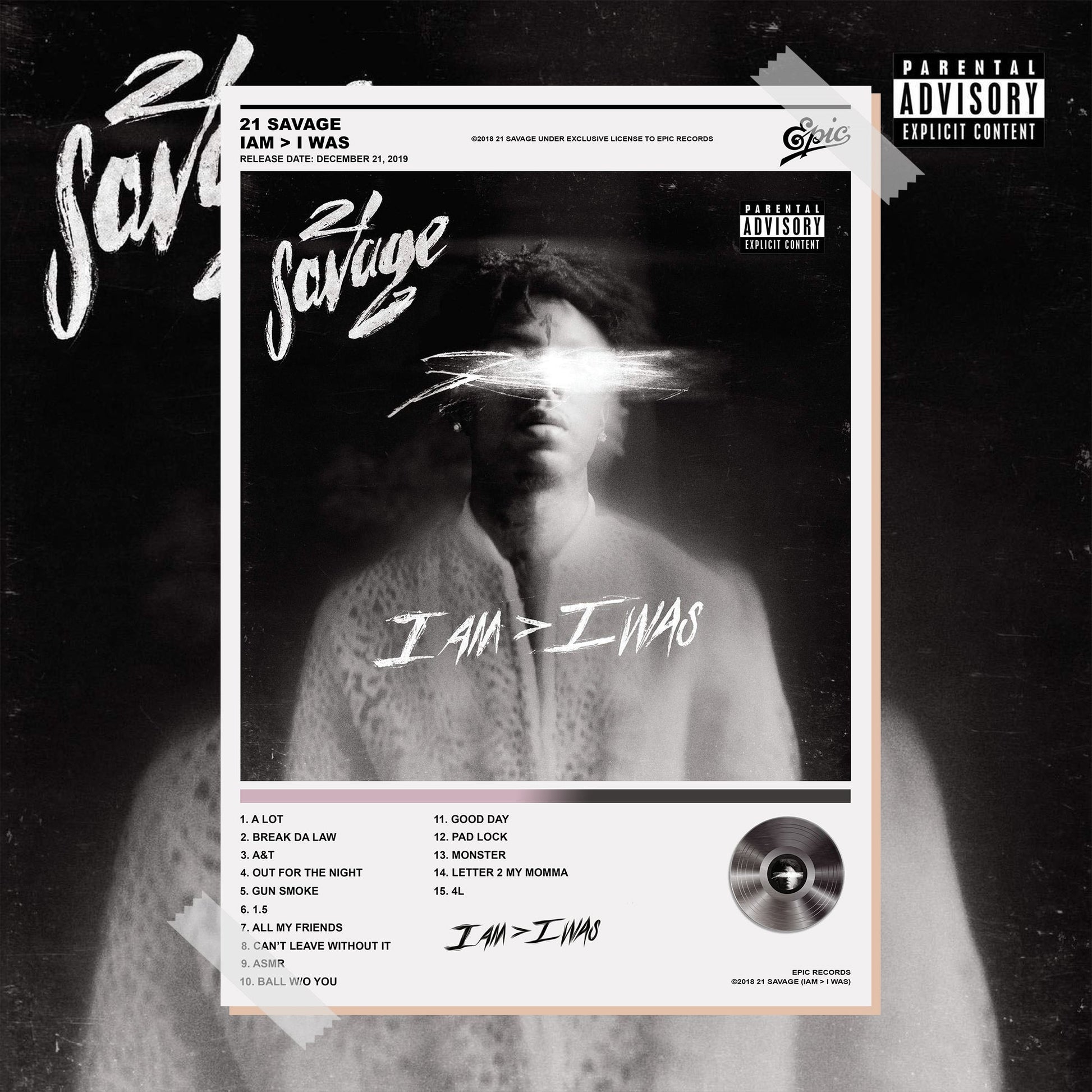 21 Savage IAM > I WAS Album Poster - rsdesignstudio