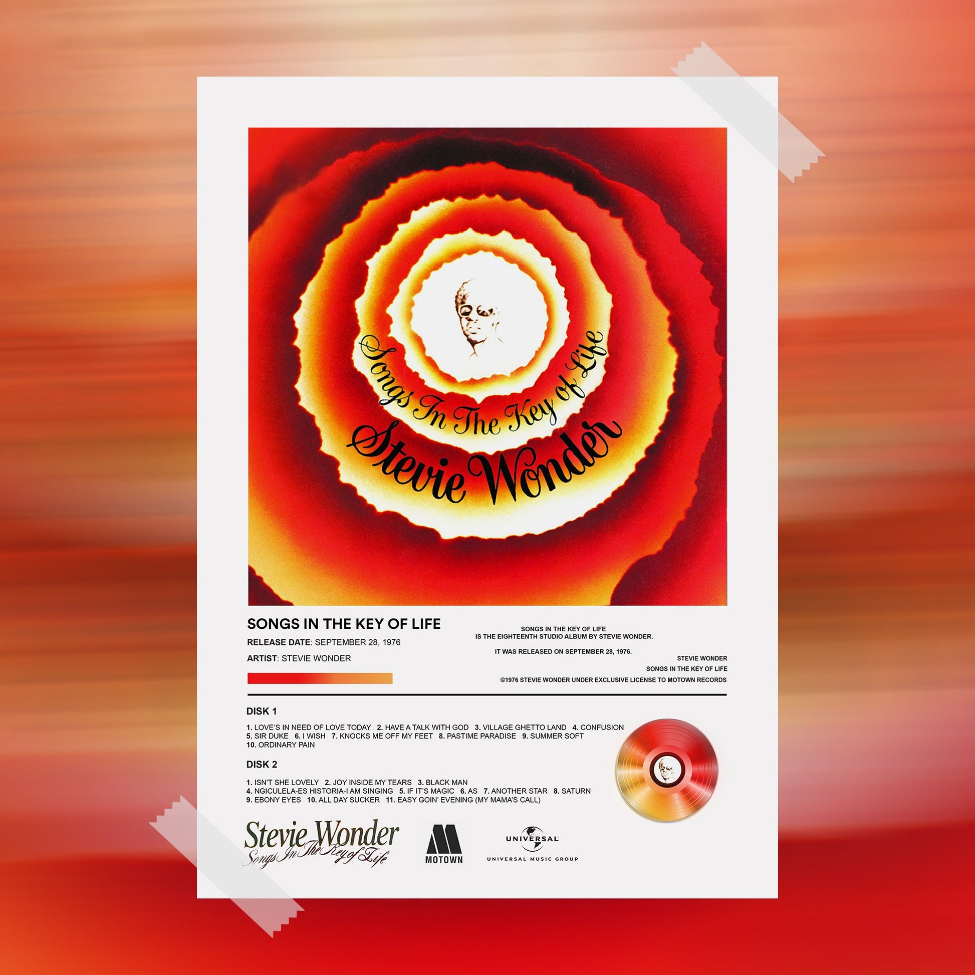 Stevie Wonder Songs In The Key Of Life Album Poster - rsdesignstudio