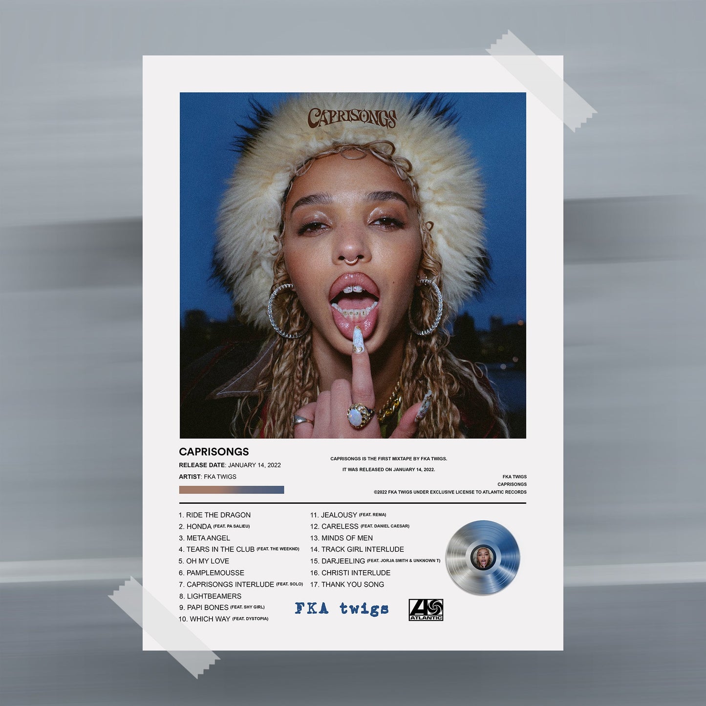 FKA Twigs CAPRISONGS Album Poster - rsdesignstudio