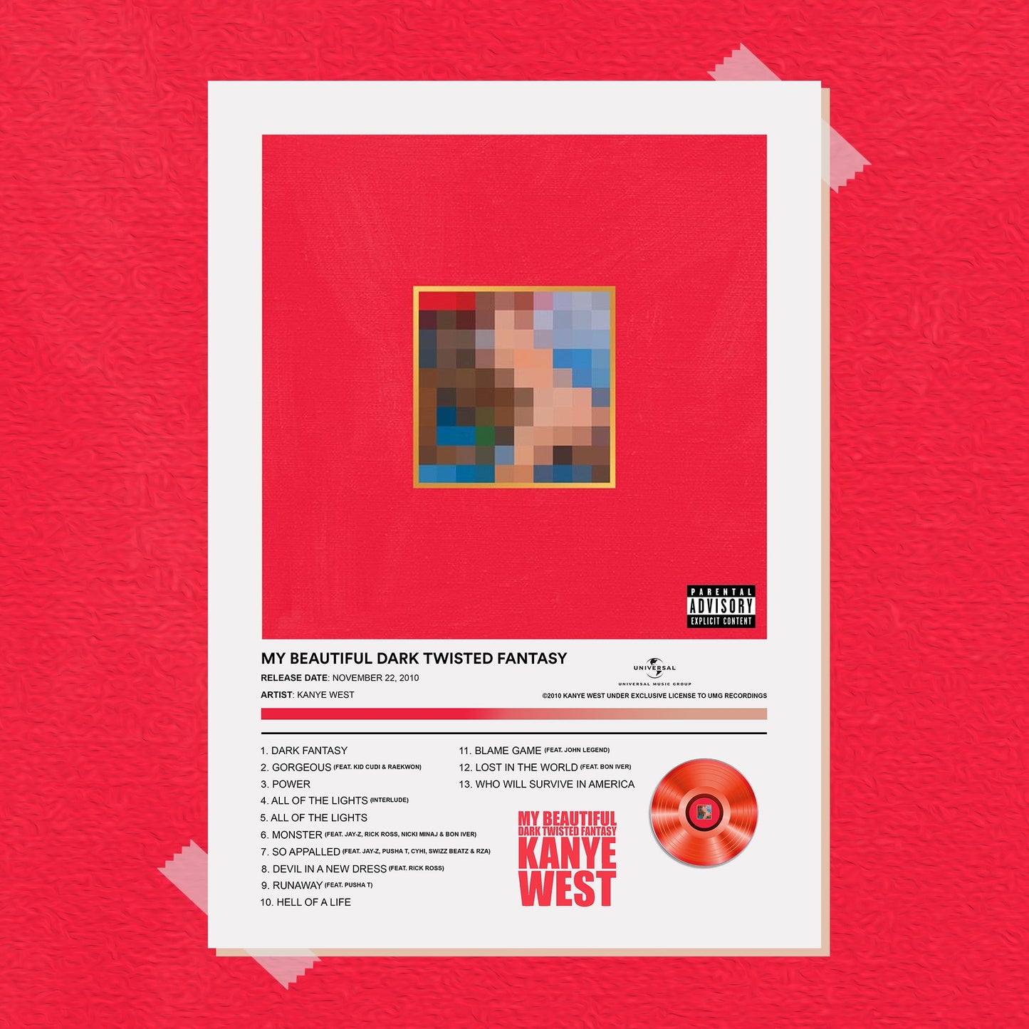 Kanye West My Beautiful Dark Twisted Fantasy Album Poster