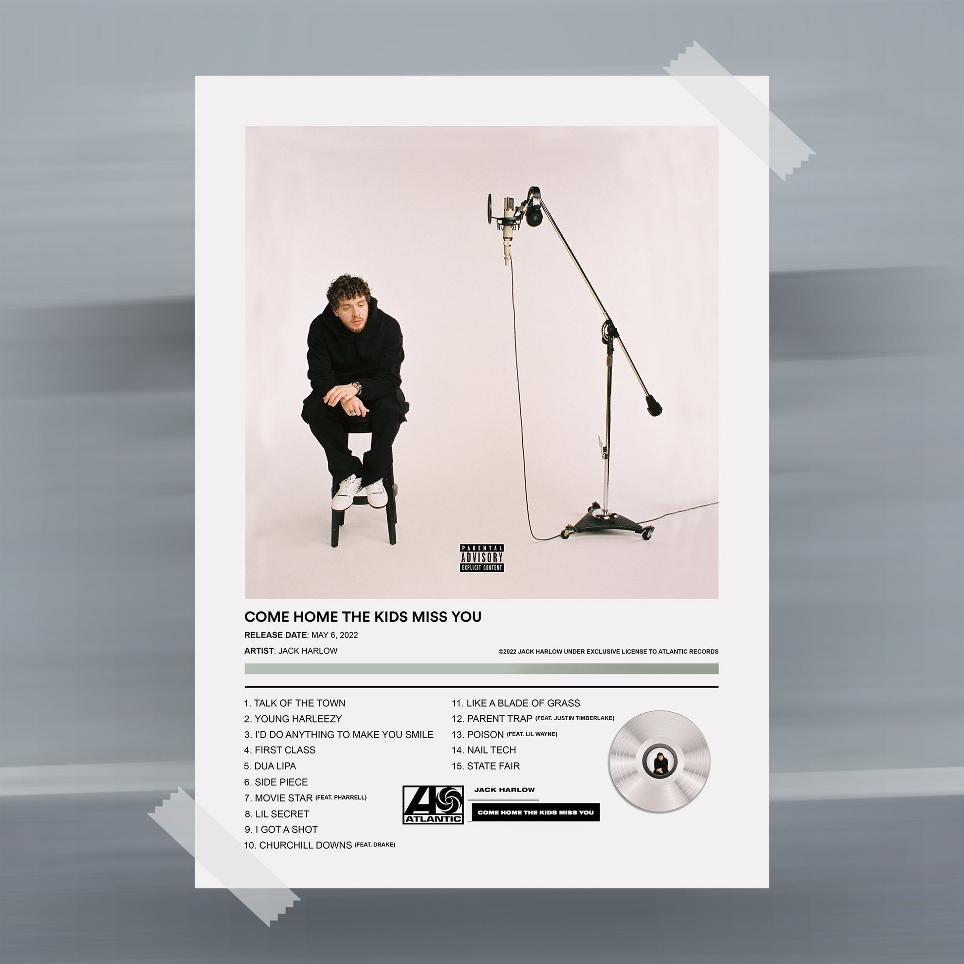 Jack Harlow Come Home The Kids Miss You Album Poster - rsdesignstudio