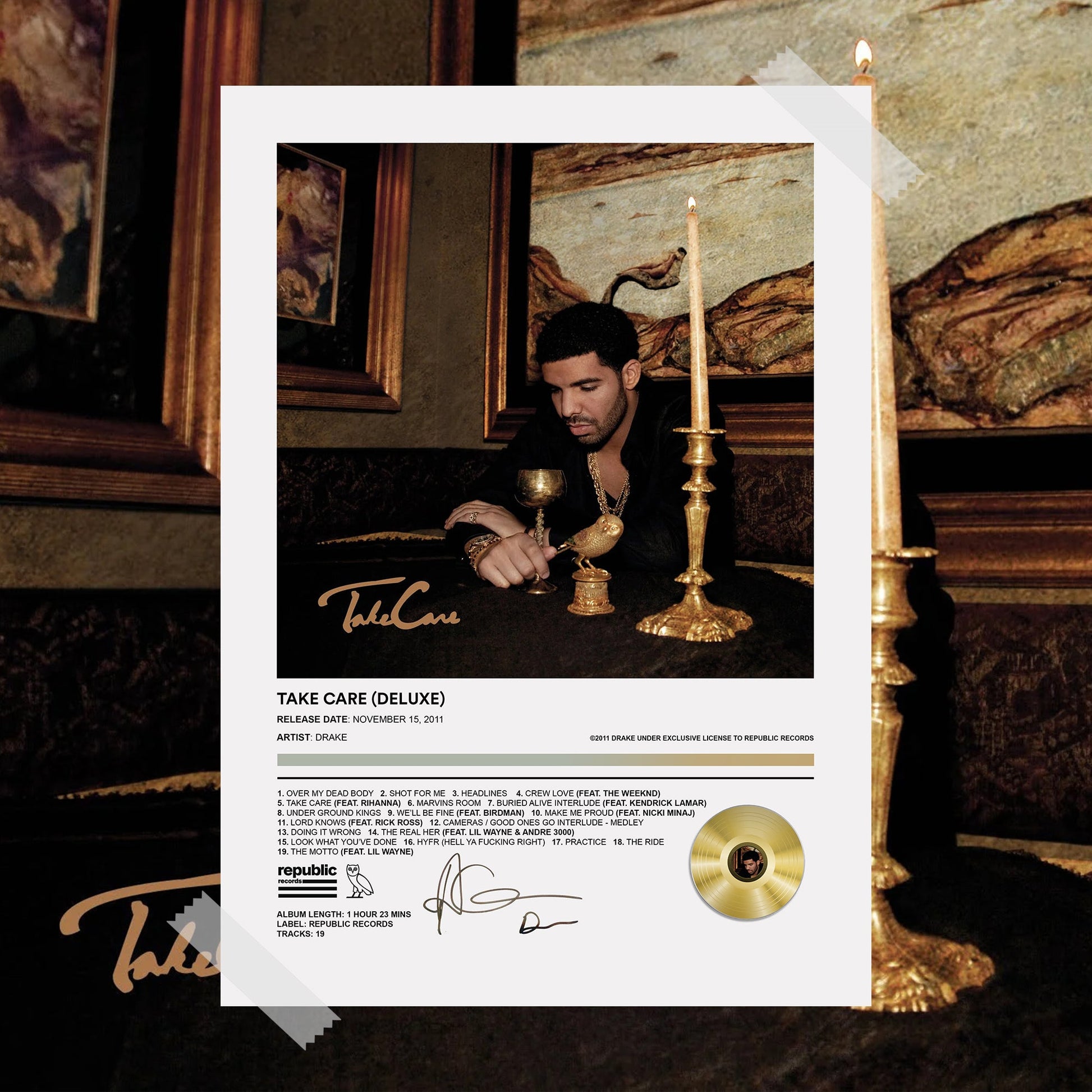 Drake Take Care (Deluxe) Album Poster - rsdesignstudio