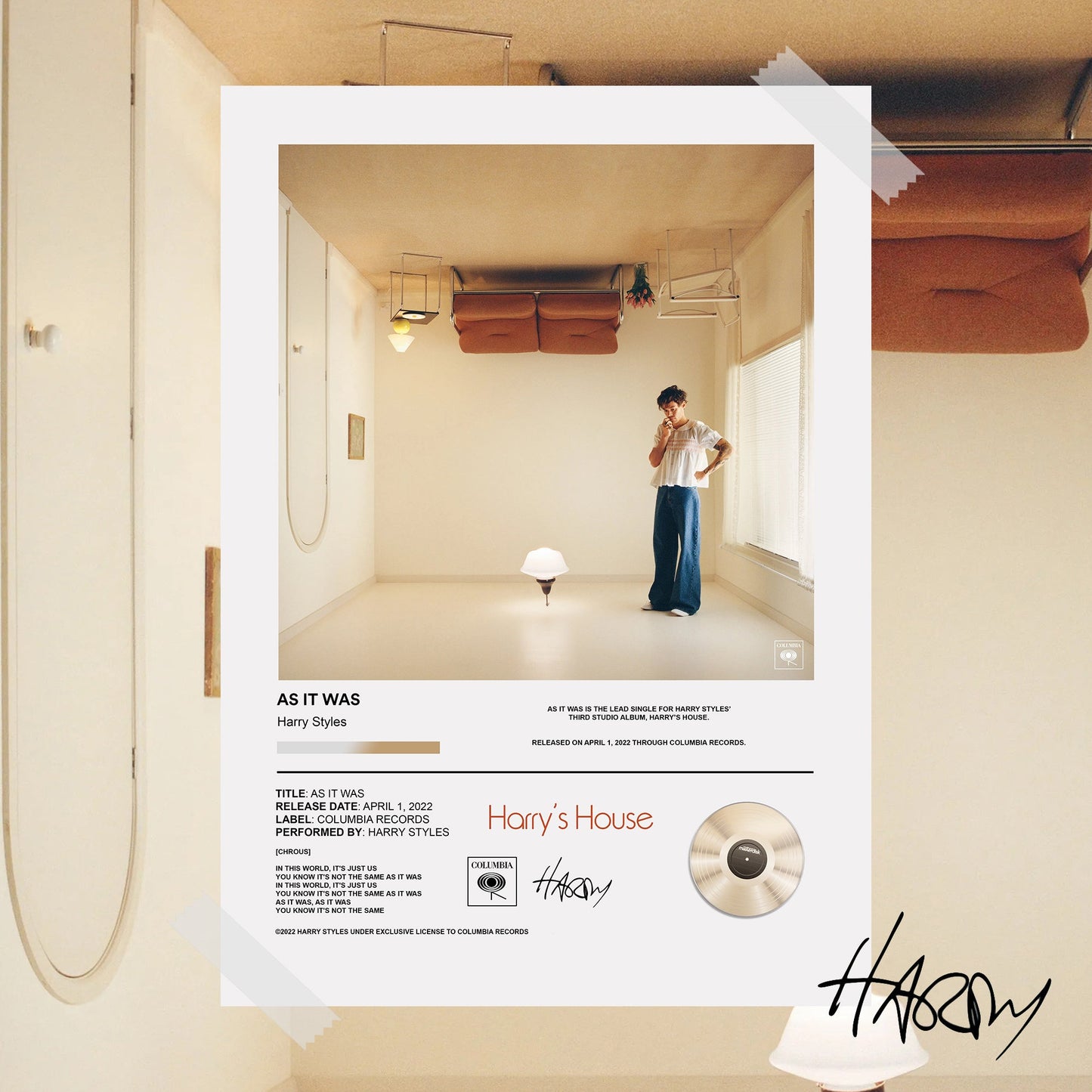 Harry Styles As It Was Poster - rsdesignstudio