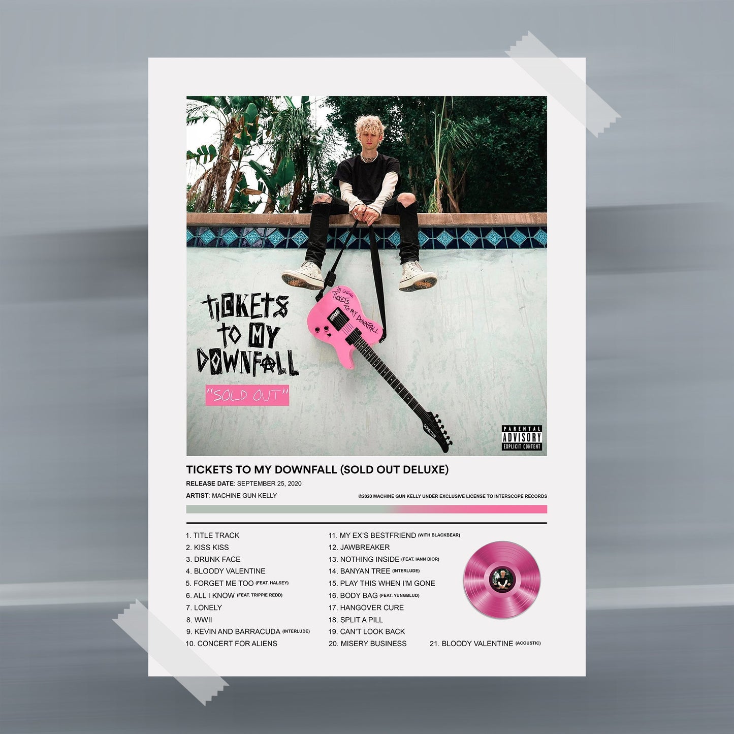 Machine Gun Kelly Tickets To My Downfall (SOLD OUT DELUXE) Poster - rsdesignstudio