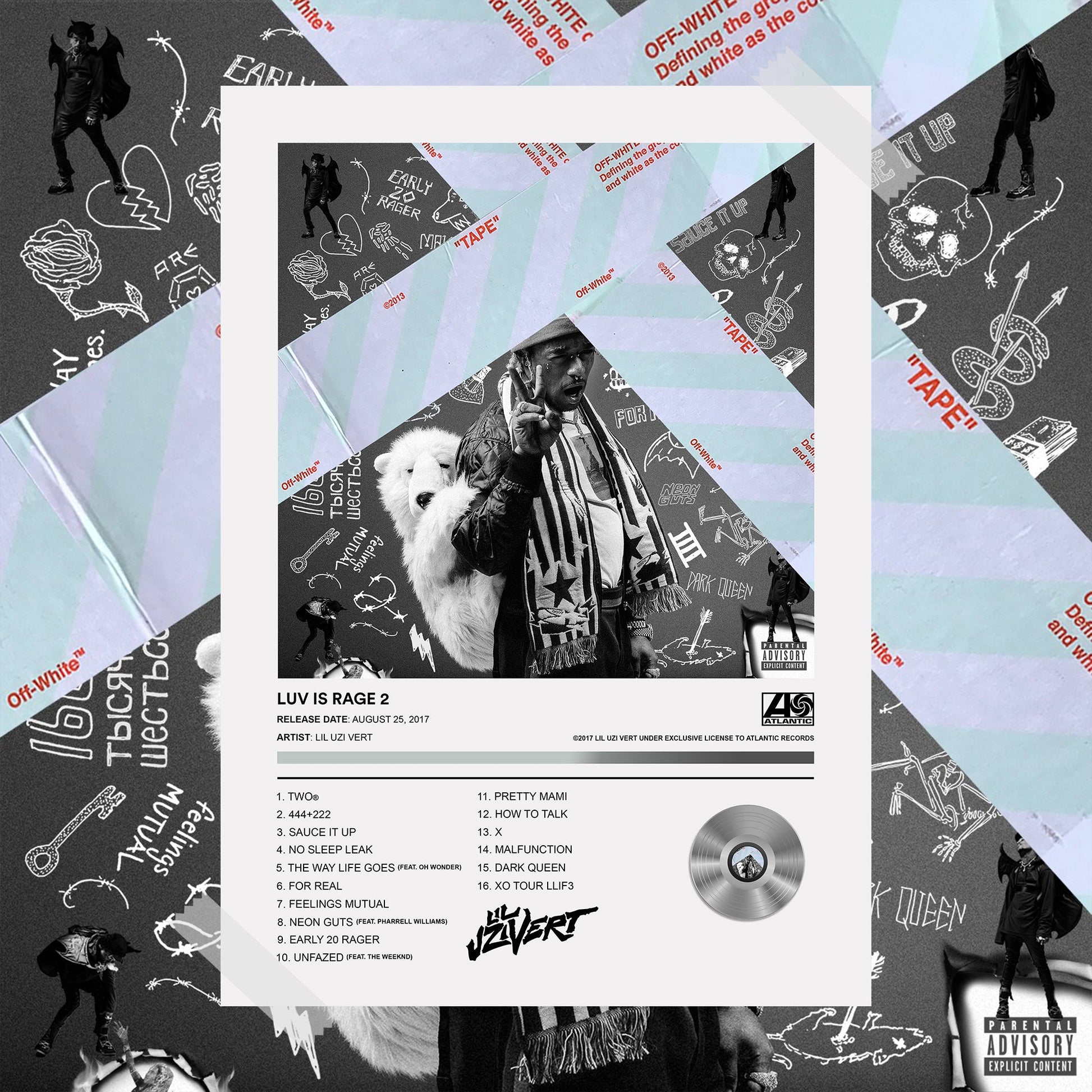 Lil Uzi Vert Luv Is Rage 2 Album Poster - rsdesignstudio