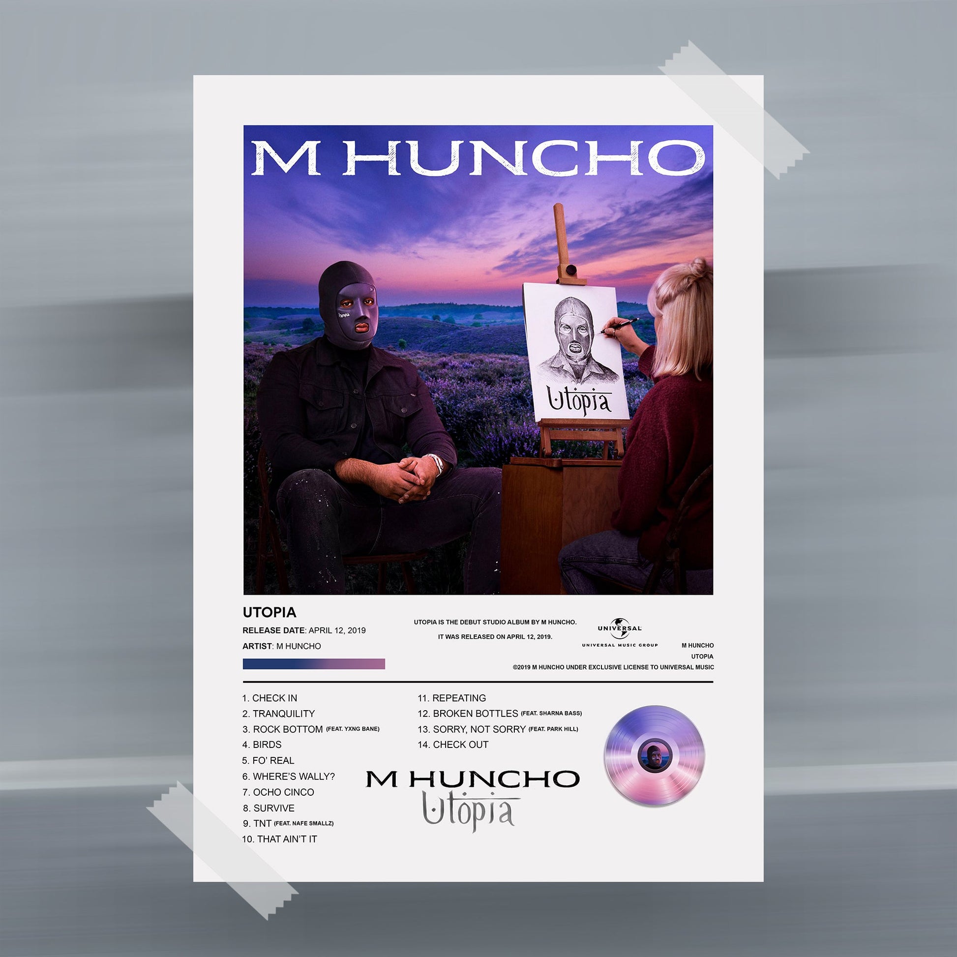 M Huncho Utopia Album Poster - rsdesignstudio
