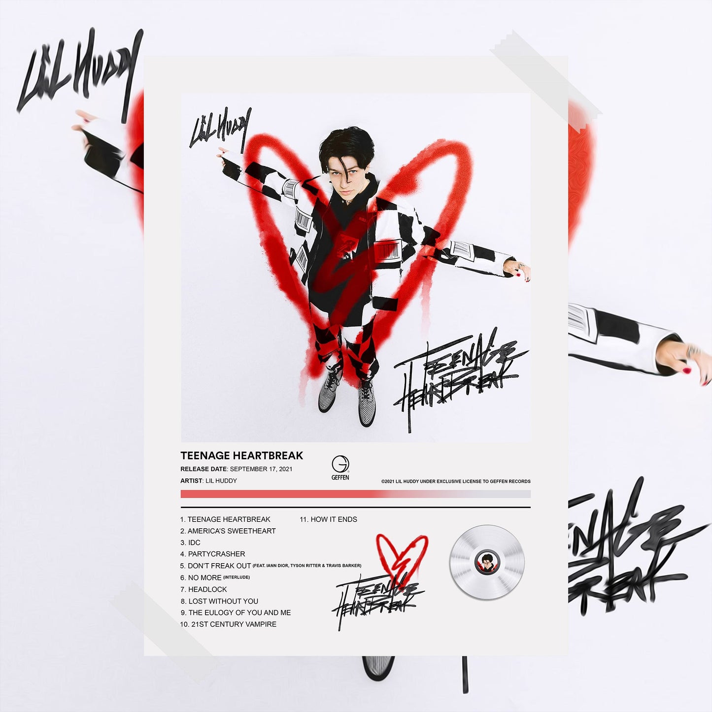 Lil Huddy Teenage Heartbreak Album Poster - rsdesignstudio