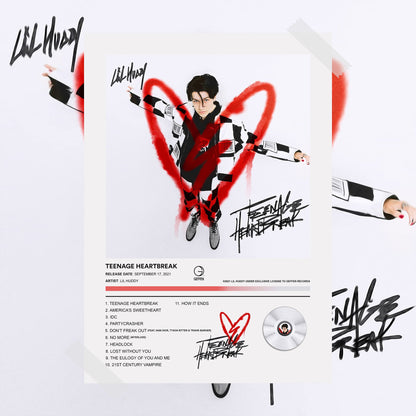 Lil Huddy Teenage Heartbreak Album Poster - rsdesignstudio