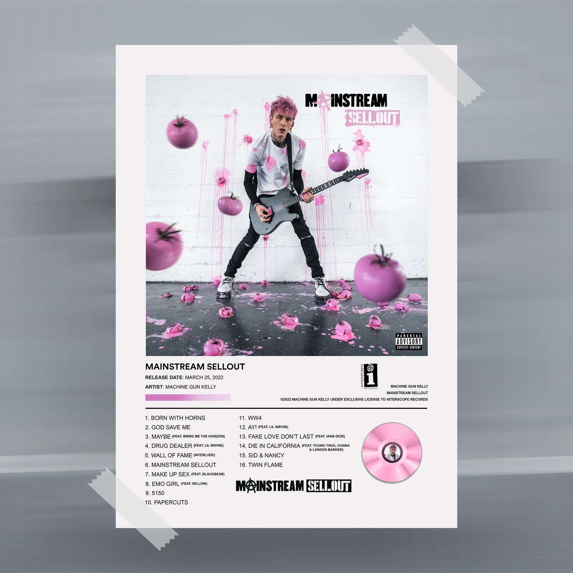 Machine Gun Kelly Mainstream Sellout Album Poster - rsdesignstudio