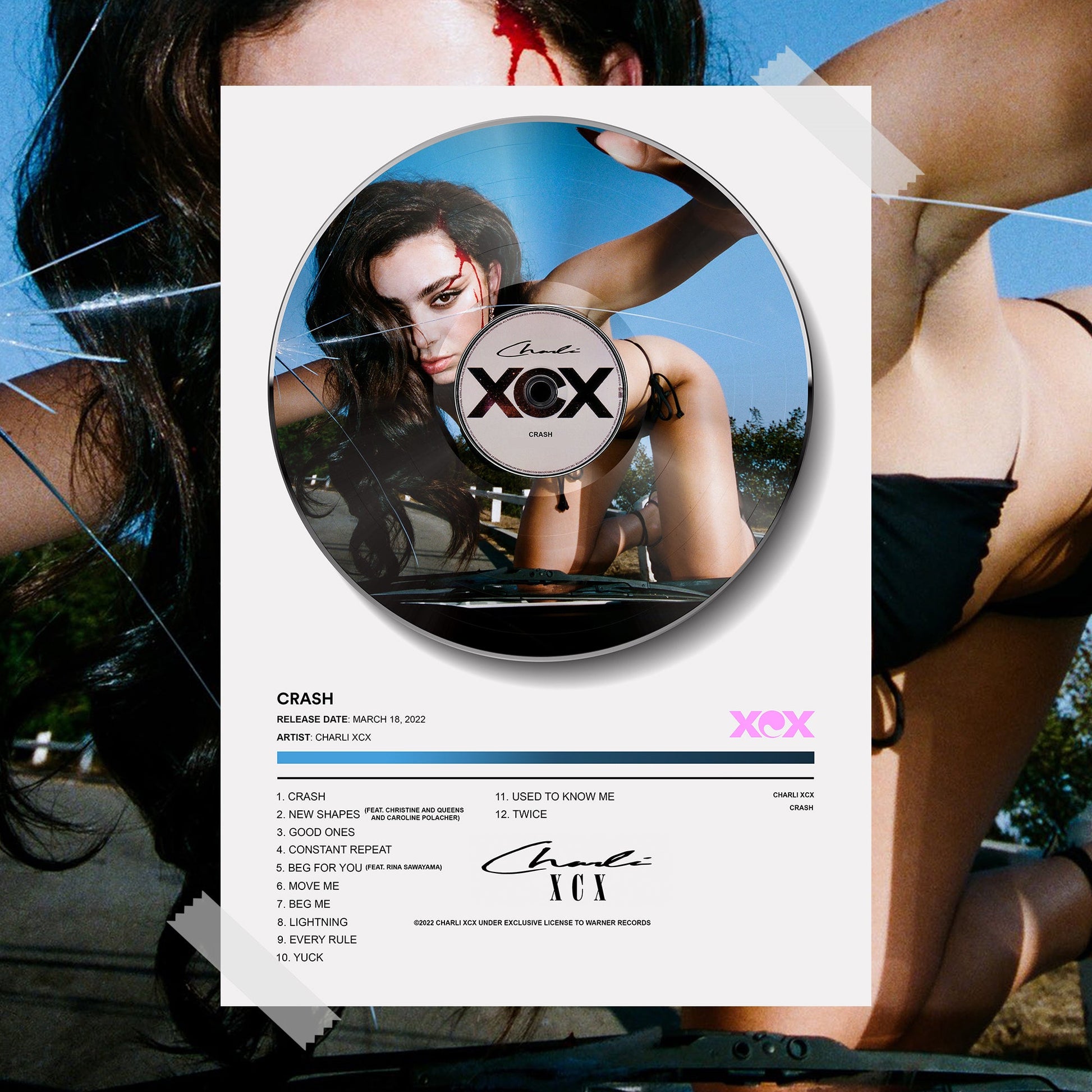 Charli XCX Crash Vinyl Poster - rsdesignstudio