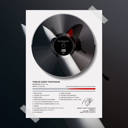 Post Malone Twelve Carat Toothache Vinyl Poster - rsdesignstudio