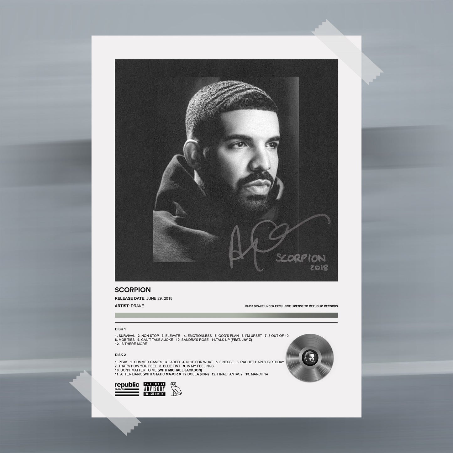Drake Scorpion Album Poster - rsdesignstudio