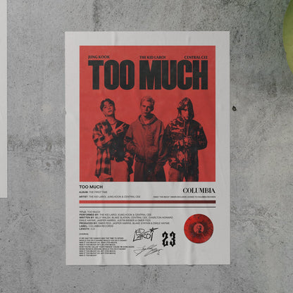 The Kid LAROI, Jung Kook & Central Cee TOO MUCH Poster