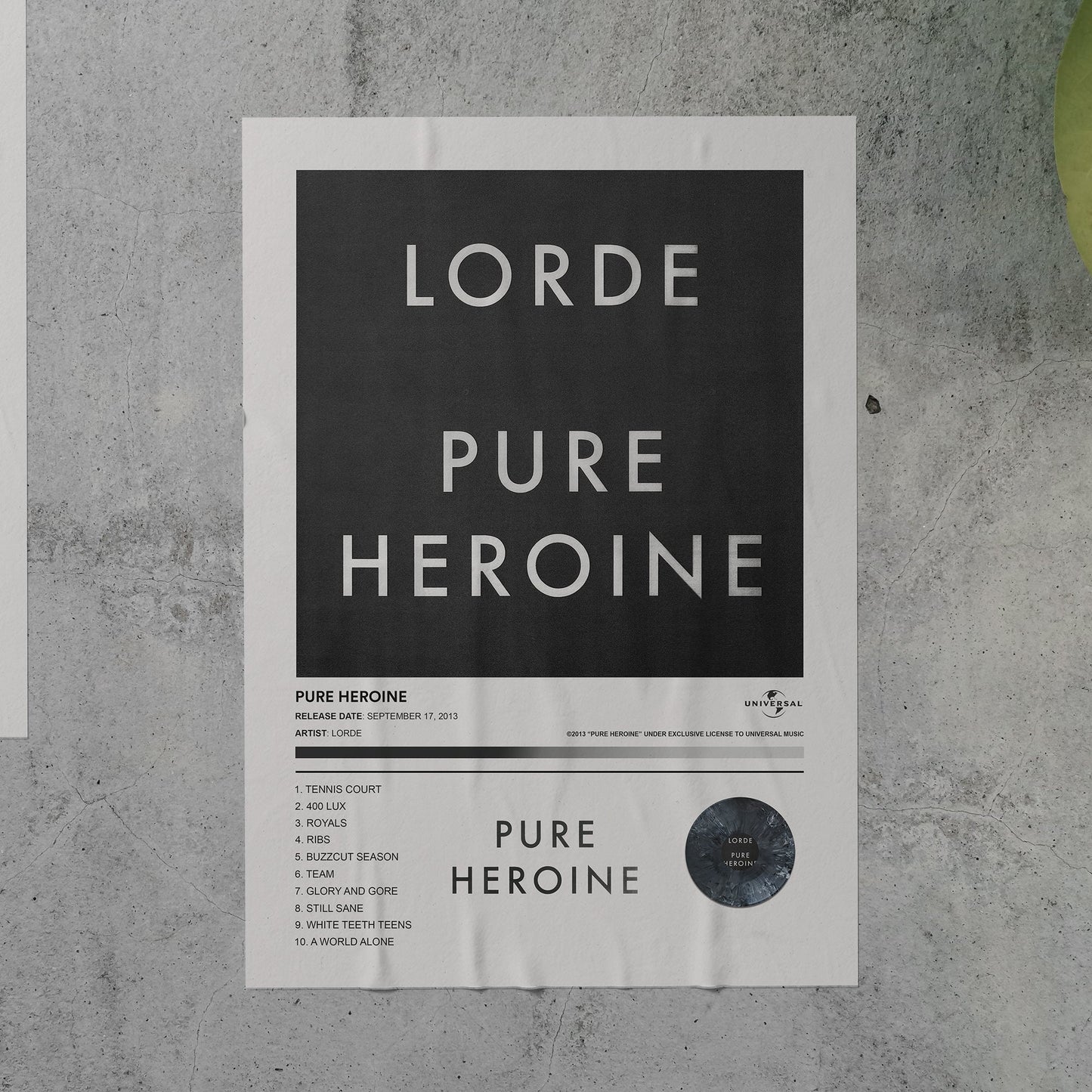 Lorde PURE HEROINE Album Poster