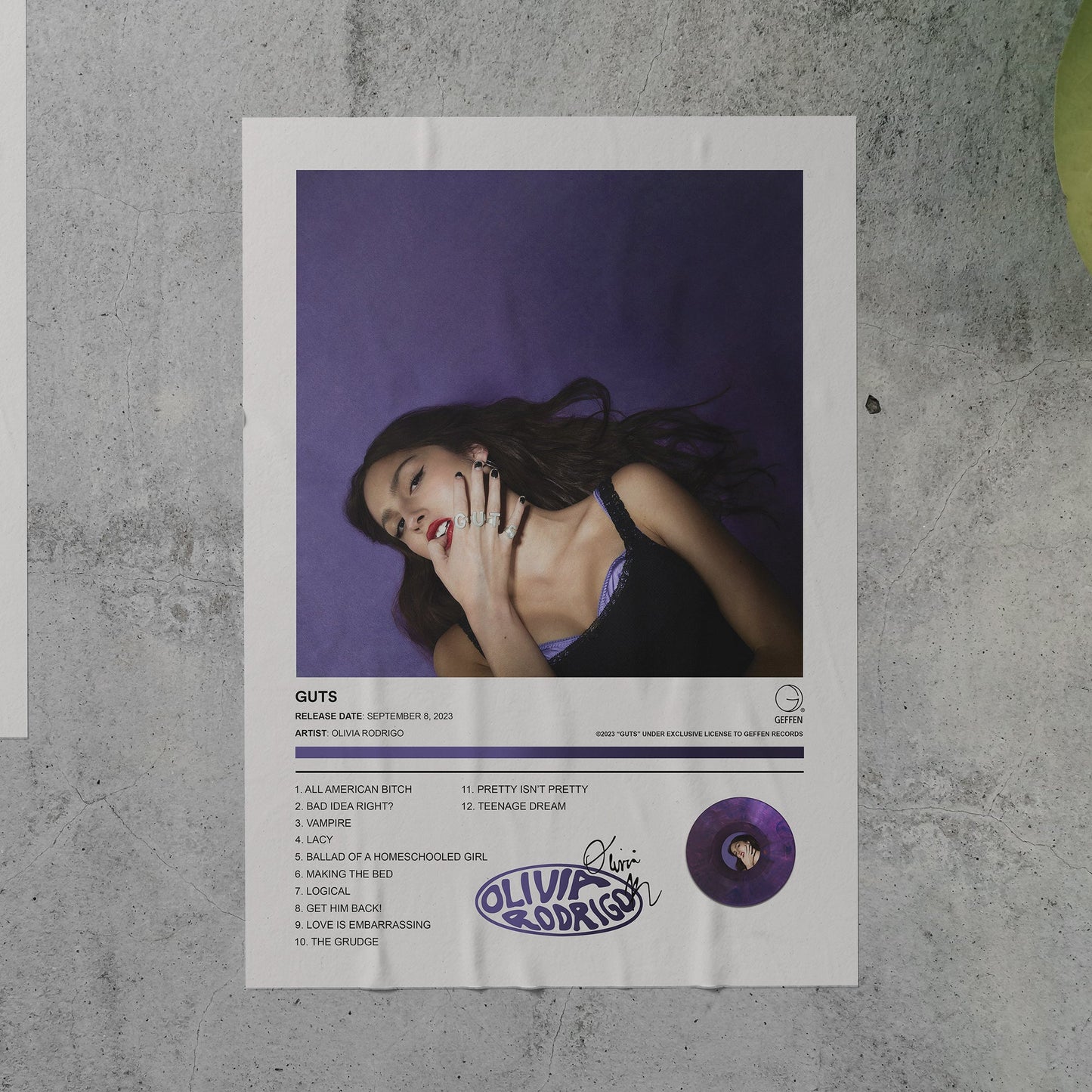 Olivia Rodrigo GUTS Album Poster