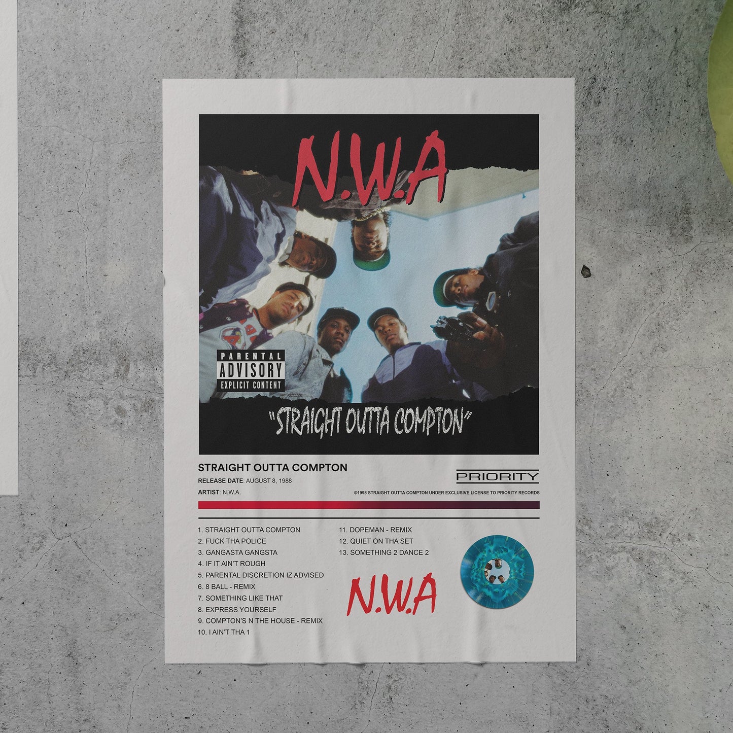 N.W.A. STRAIGHT OUTTA COMPTON Album Poster