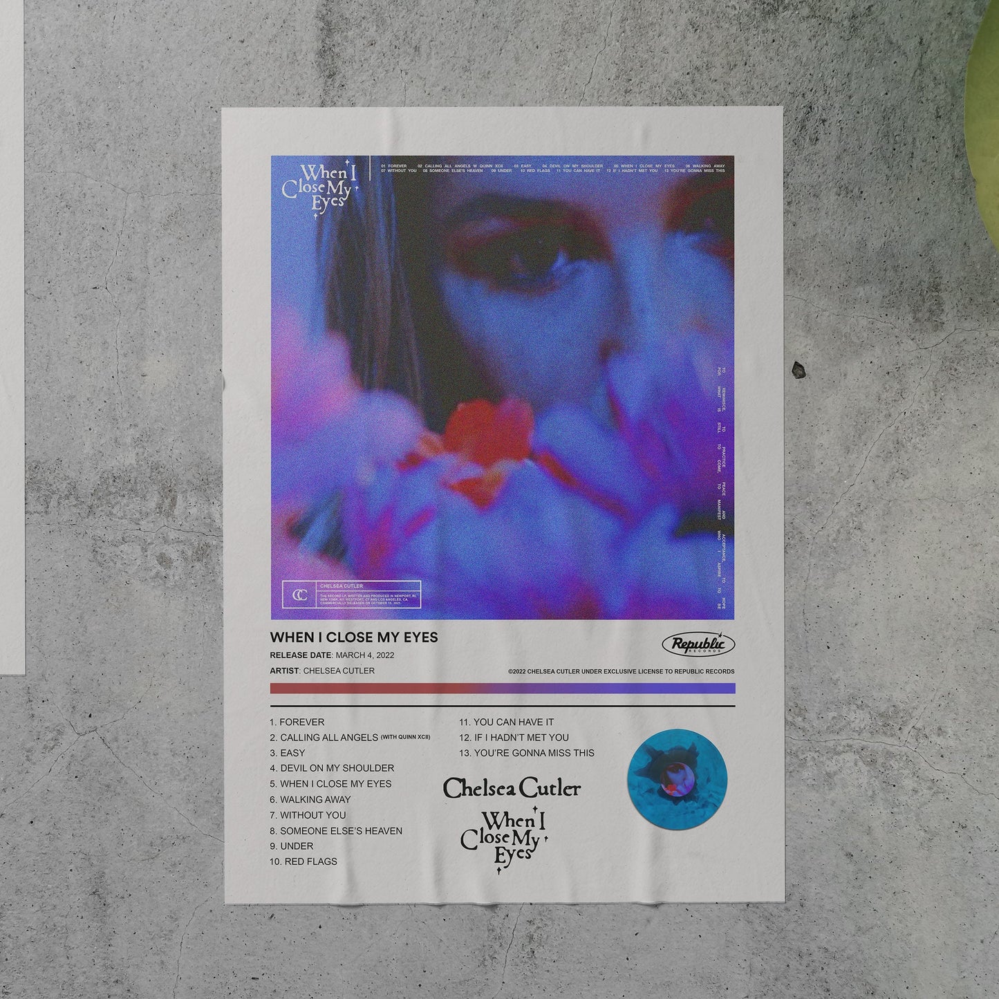 Chelsea Cutler WHEN I CLOSE MY EYES Album Poster