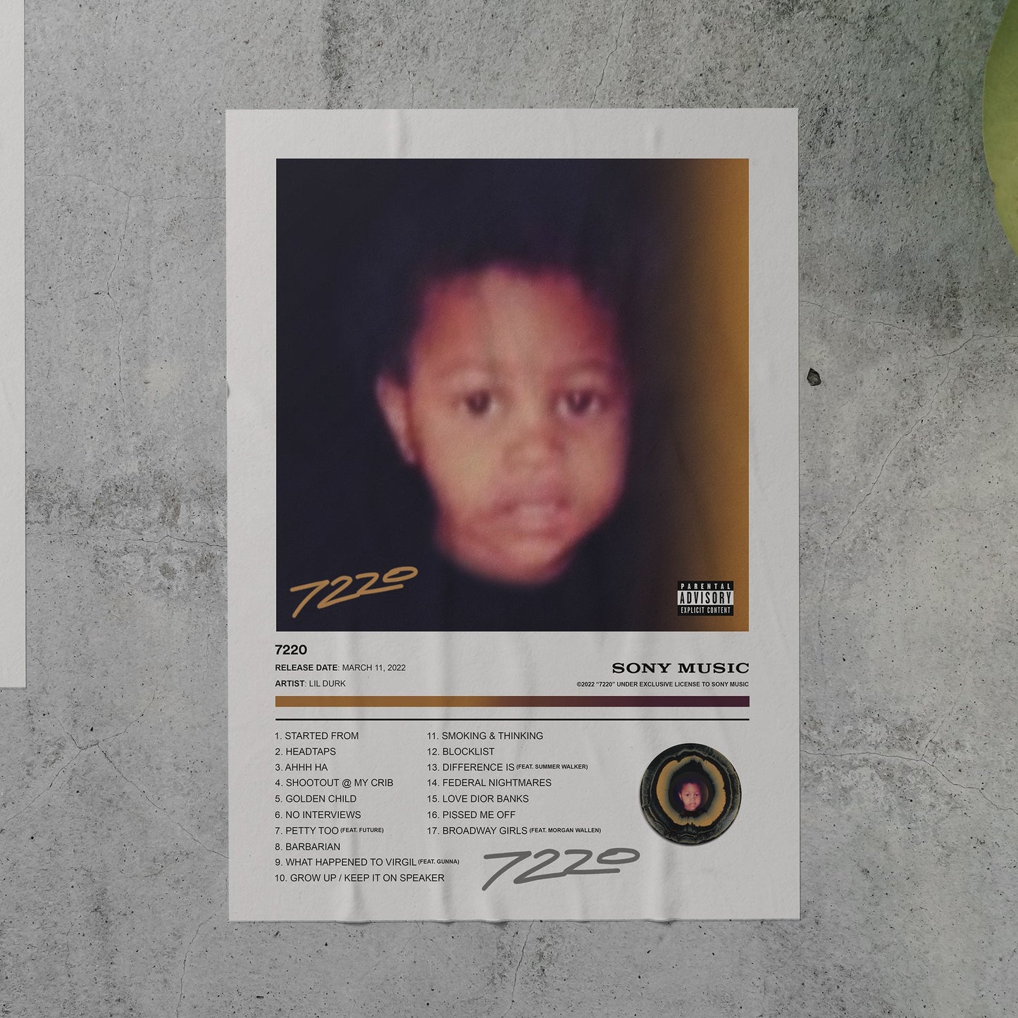 Lil Durk 7220 Album Poster