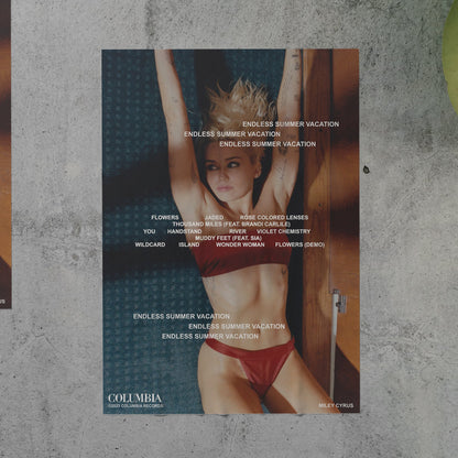 Miley Cyrus ENDLESS SUMMER VACATION Tracklist Poster