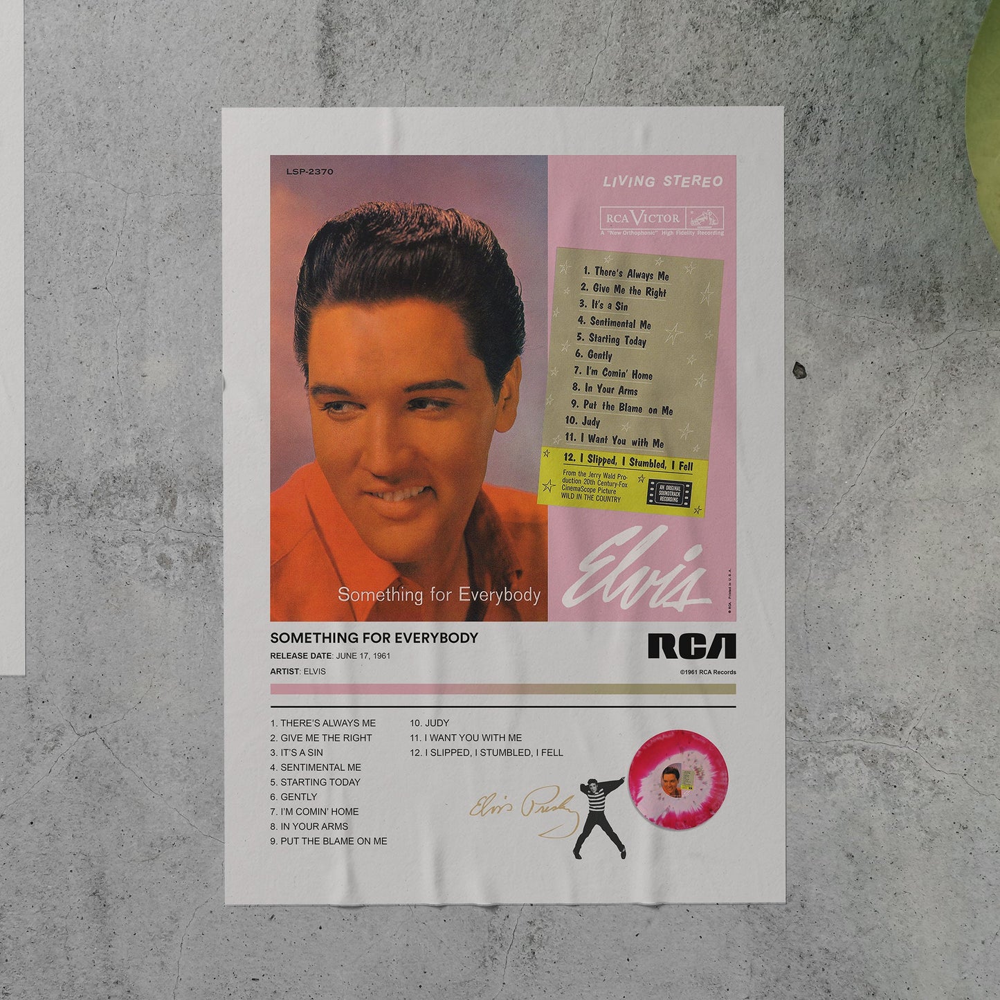 Elvis Presley SOMETHING FOR EVERYBODY Album Poster