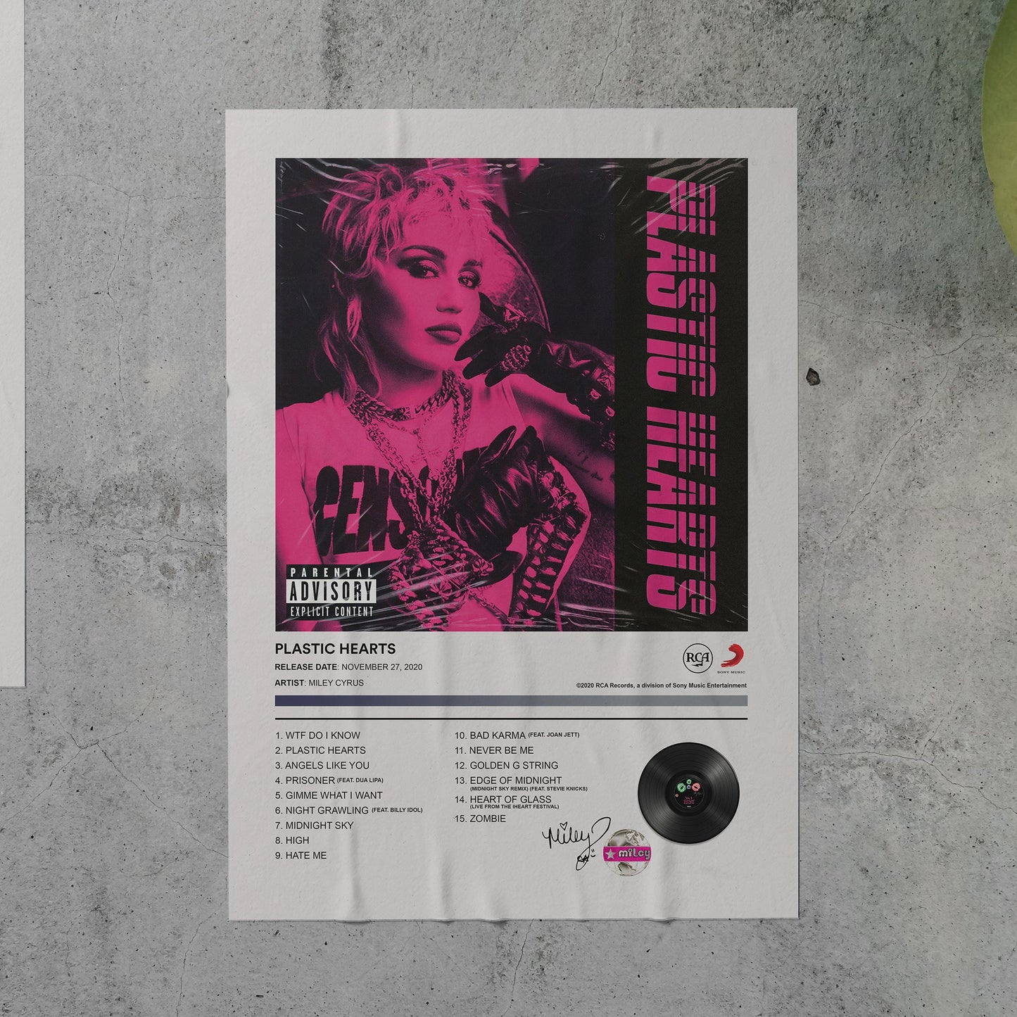Miley Cyrus PLASTIC HEARTS Album Poster