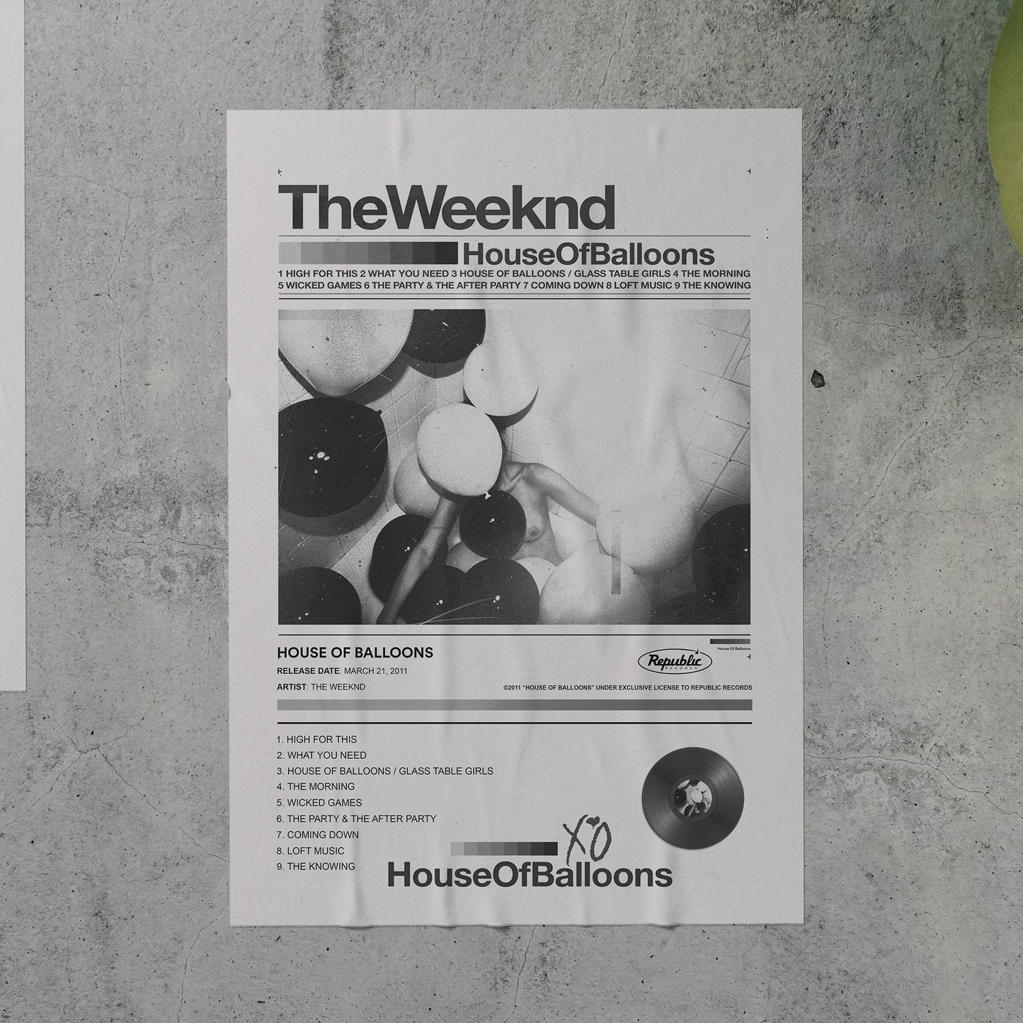 The Weeknd HOUSE OF BALLOONS Album Poster