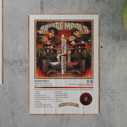 21 Savage & Metro Boomin SAVAGE MODE II Album Poster