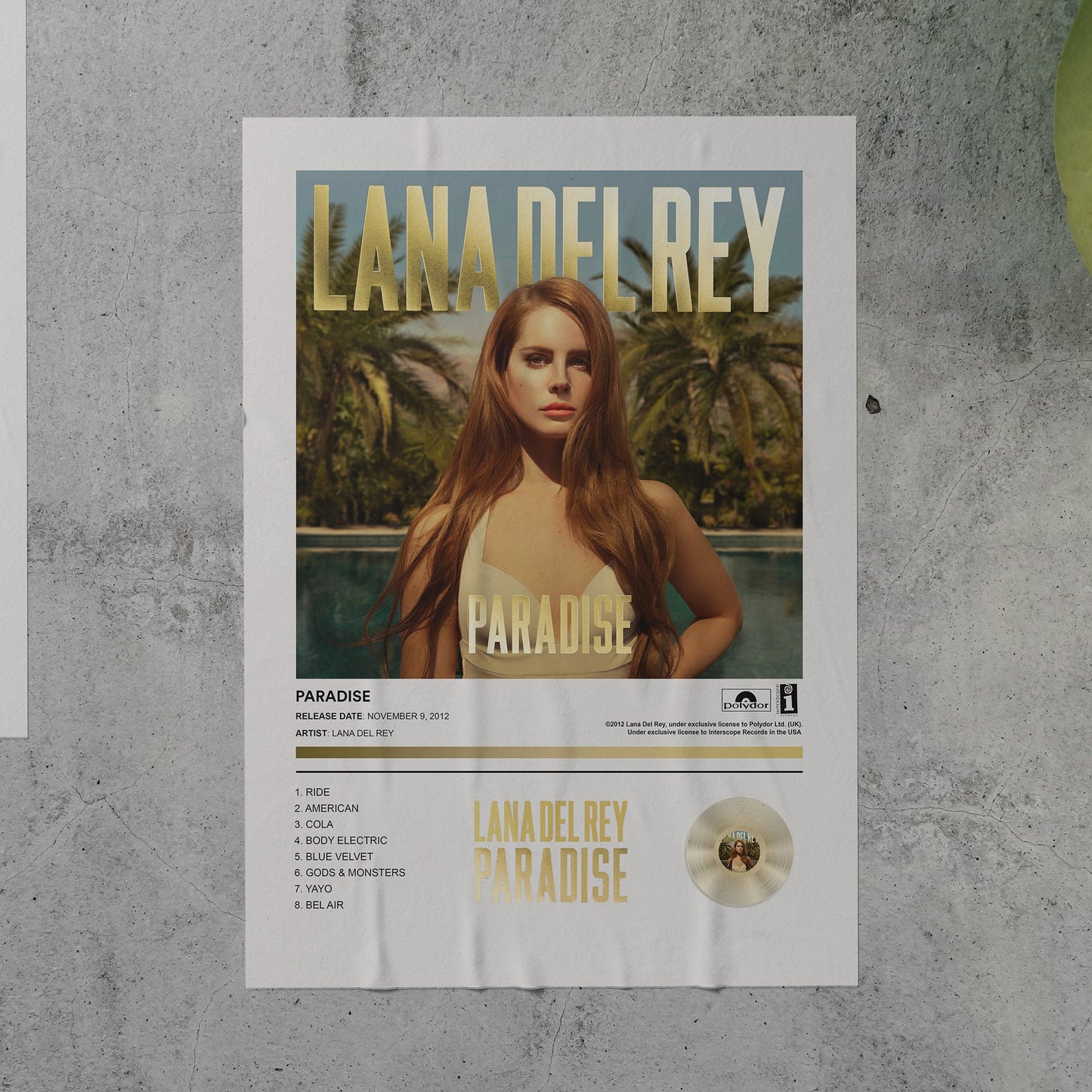 Lana Del Rey PARADISE Album Poster