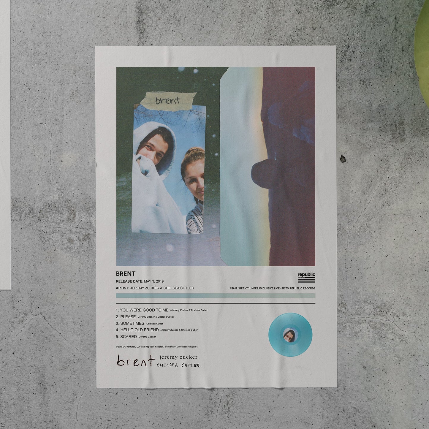 Jeremy Zucker & Chelsea Cutler BRENT Album Poster