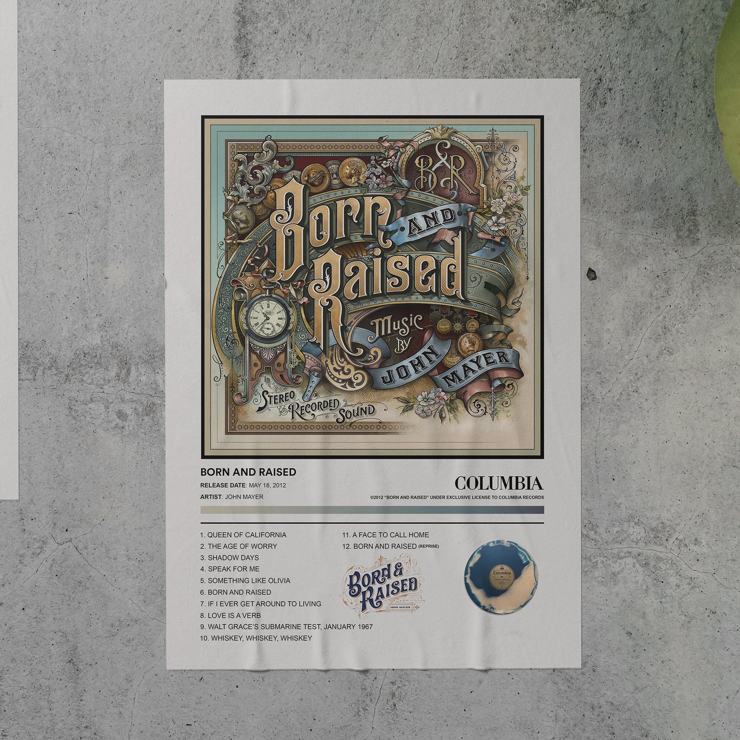 John Mayer BORN AND RAISED Album Poster