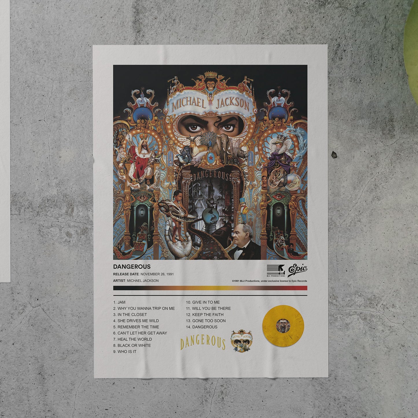 Michael Jackson DANGEROUS Album Poster