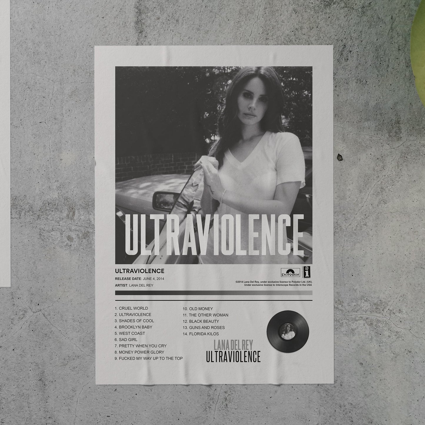 Lana Del Rey ULTRAVIOLENCE Album Poster