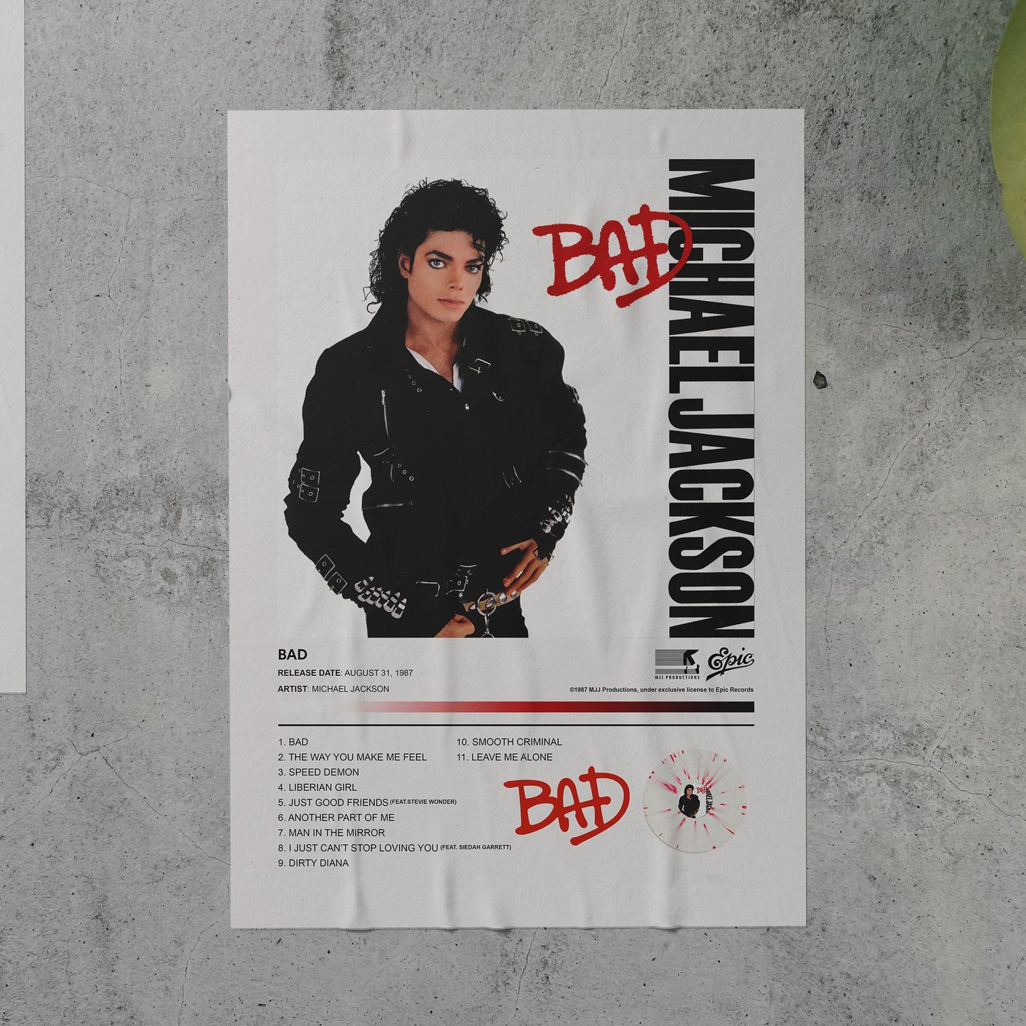 Michael Jackson BAD Album Poster