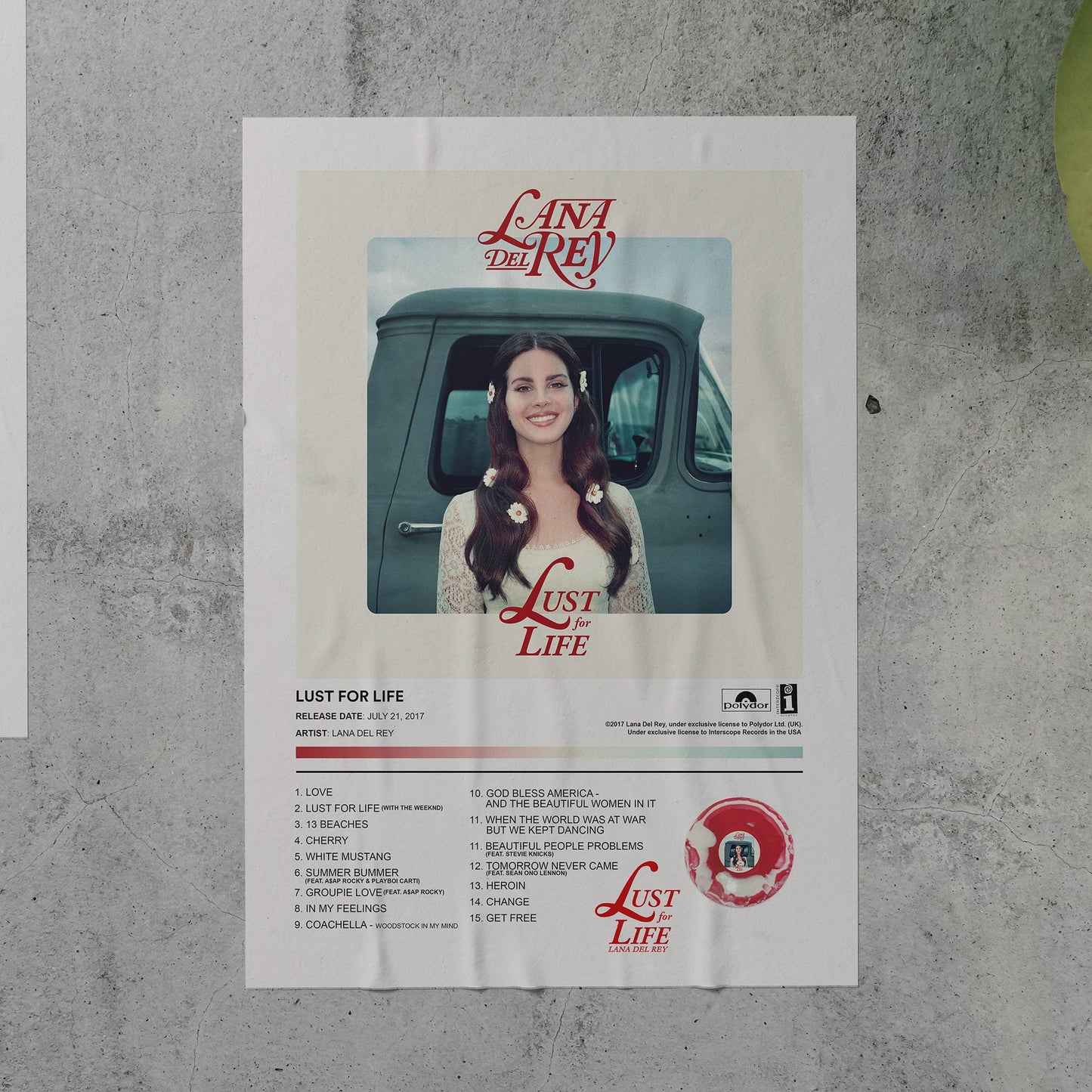 Lana Del Rey LUST FOR LIFE Album Poster