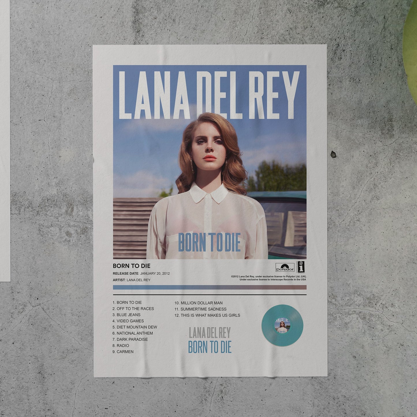 Lana Del Rey BORN TO DIE Album Poster