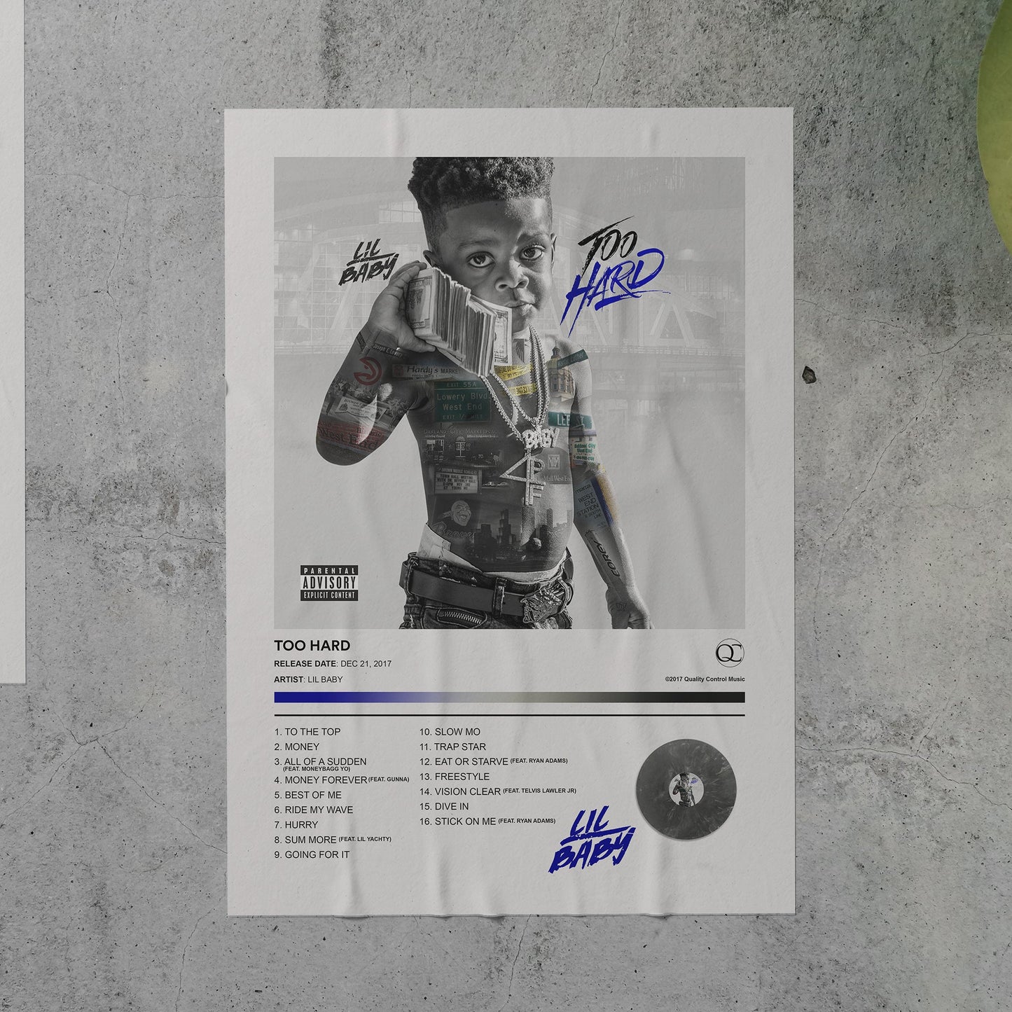 Lil Baby TOO HARD Album Poster