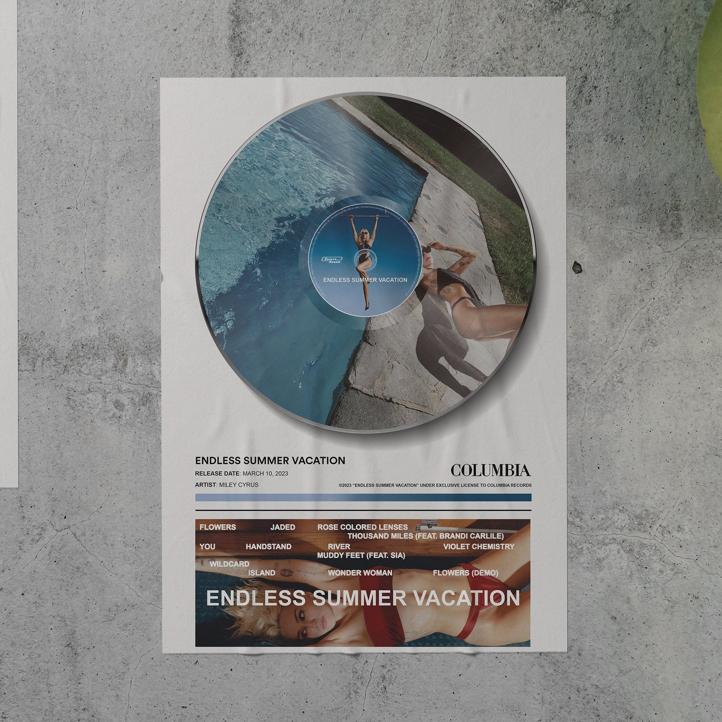 Miley Cyrus ENDLESS SUMMER VACATION Vinyl Poster